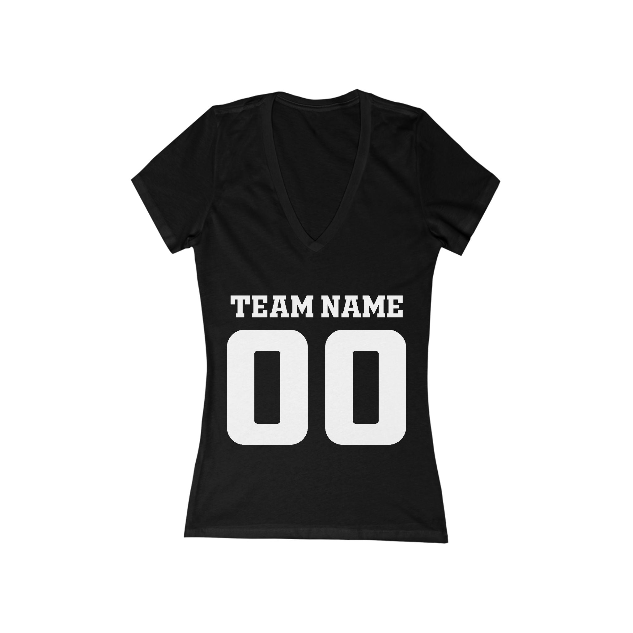 Custom Team Name Jersey Number Tee | Women's V-Neck Sports Shirt Customize Your Name, Team Name, Number and Character Color