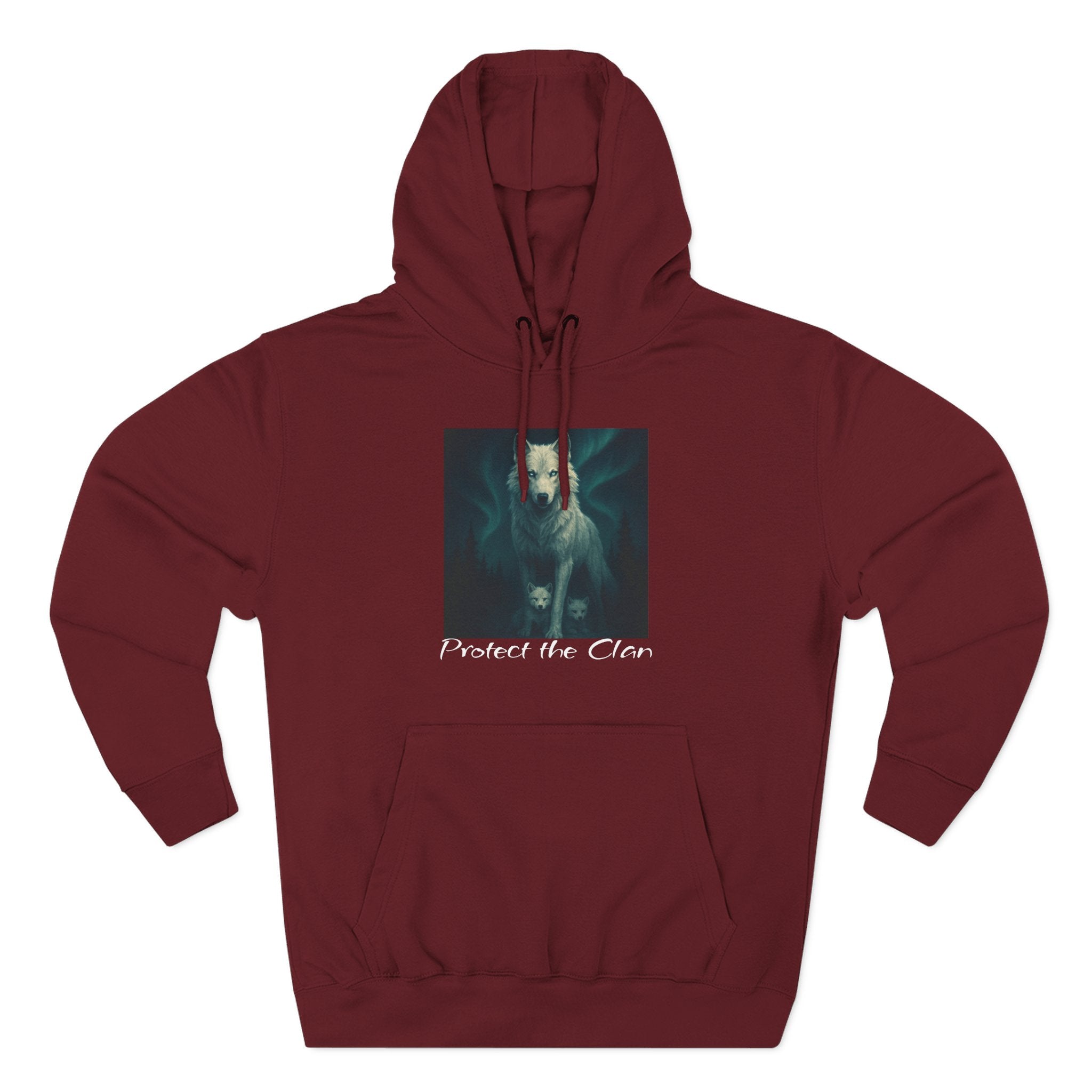 Protect the Clan Fleece hoodie, Nature Lover, Northern Lights, Wolves, family