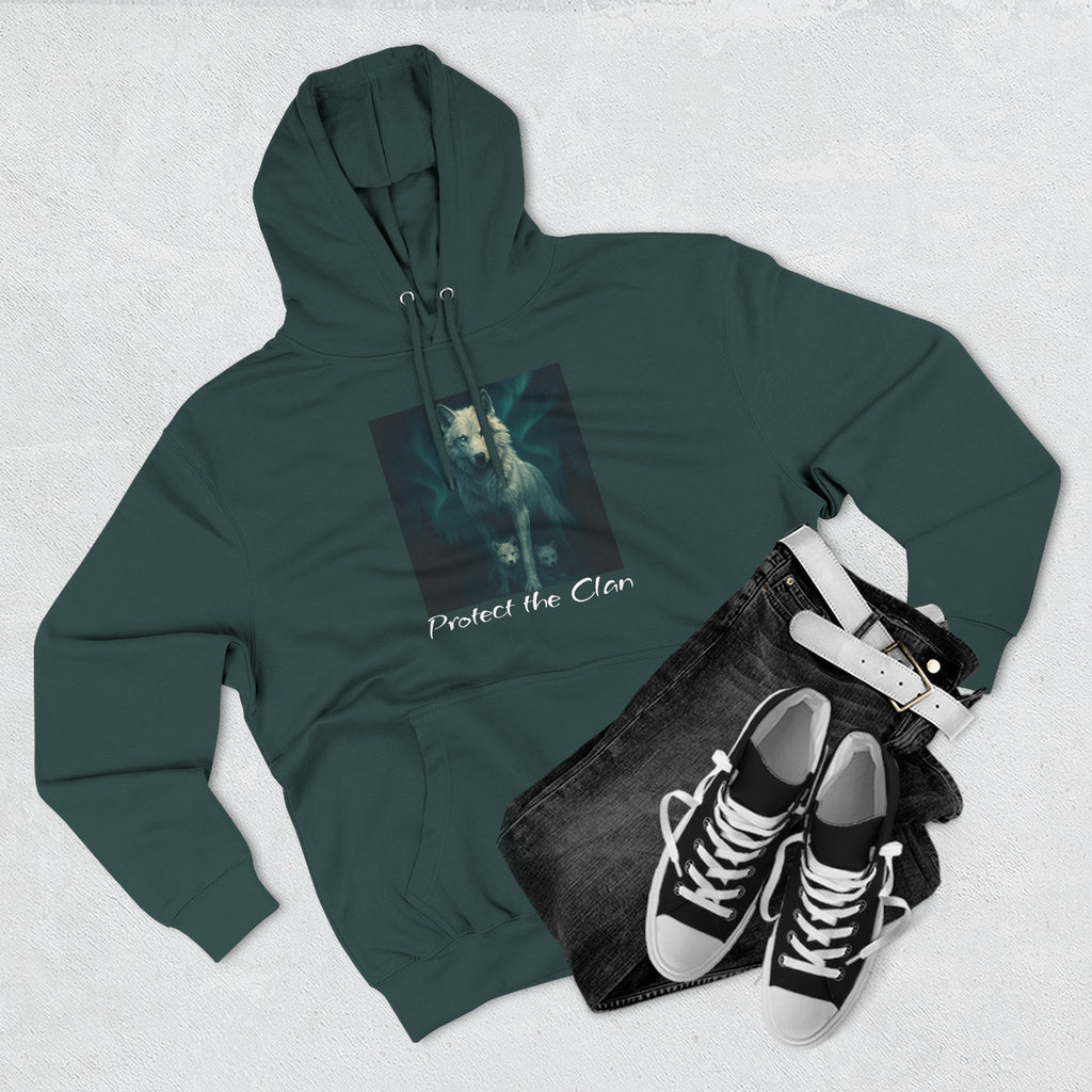 Protect the Clan Fleece hoodie, Nature Lover, Northern Lights, Wolves, family