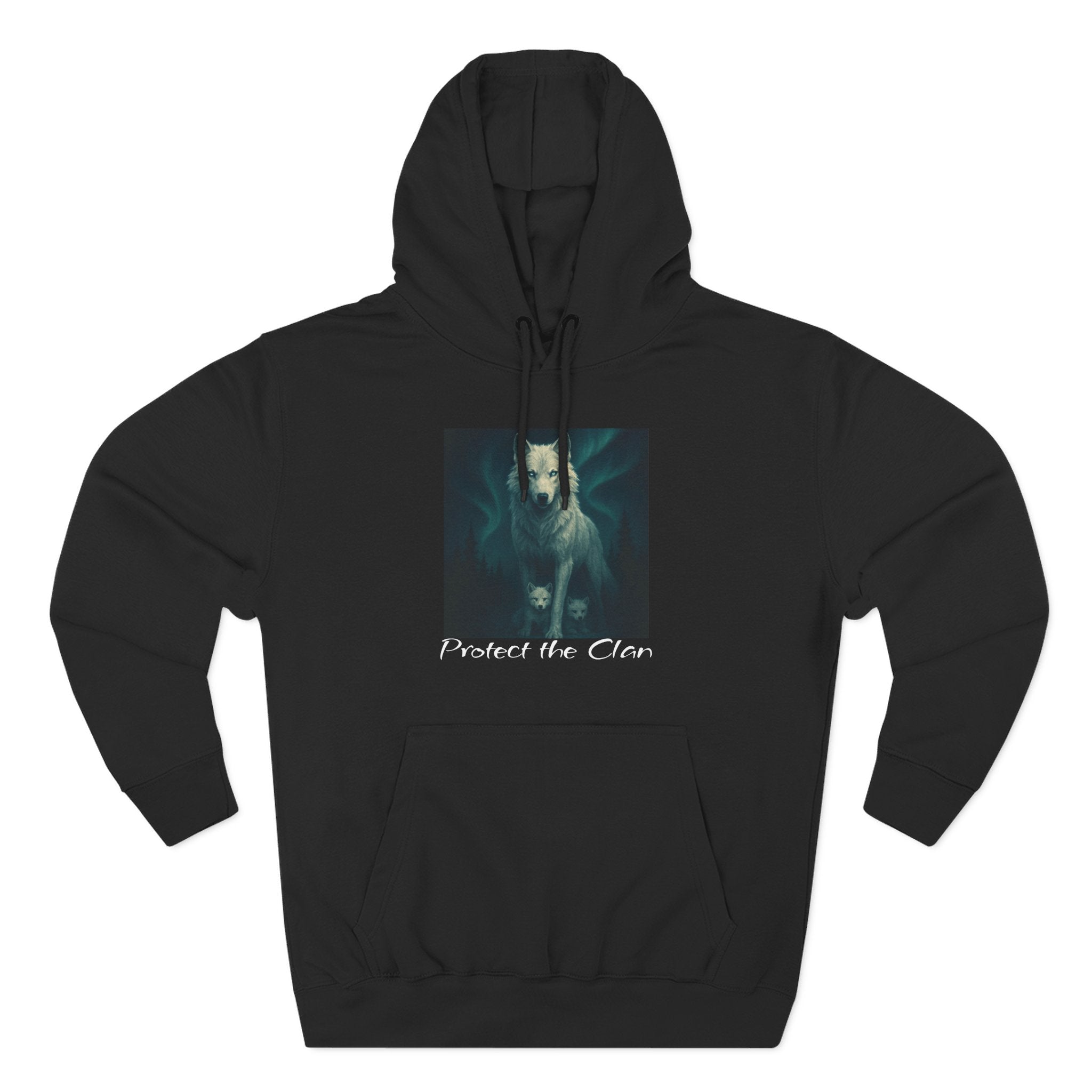 Protect the Clan Fleece hoodie, Nature Lover, Northern Lights, Wolves, family