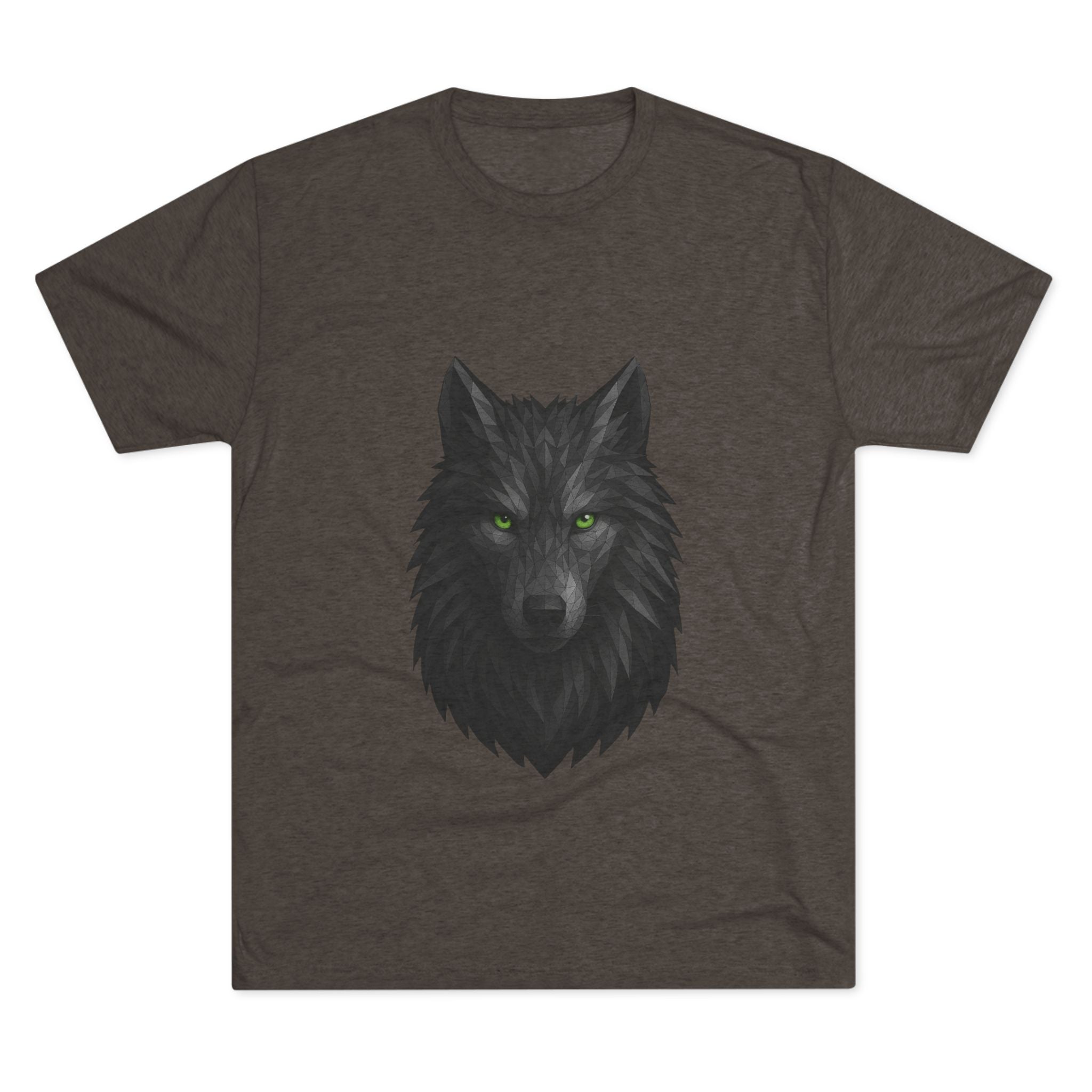Black Wolf Head with Green Eyes T-Shirt | Wolf Portrait Tee