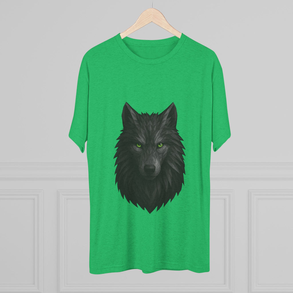 Black Wolf Head with Green Eyes T-Shirt | Wolf Portrait Tee