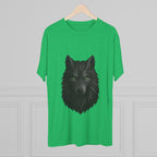 Black Wolf Head with Green Eyes T-Shirt | Wolf Portrait Tee
