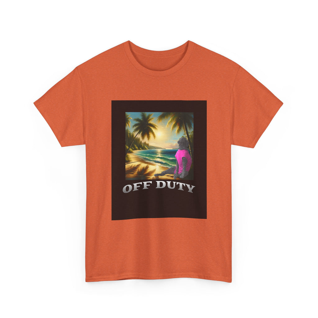 Dog off duty Sunset Tee, Dog Lover T-Shirt, Funny Beach Shirt, Unisex Cotton Top, Summer Swimsuit Tee, Dog Mom Gift, Dog Dad Gift