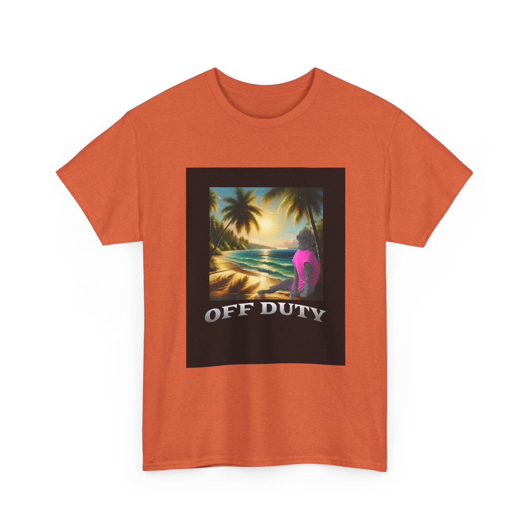 Dog off duty Sunset Tee, Dog Lover T-Shirt, Funny Beach Shirt, Unisex Cotton Top, Summer Swimsuit Tee, Dog Mom Gift, Dog Dad Gift