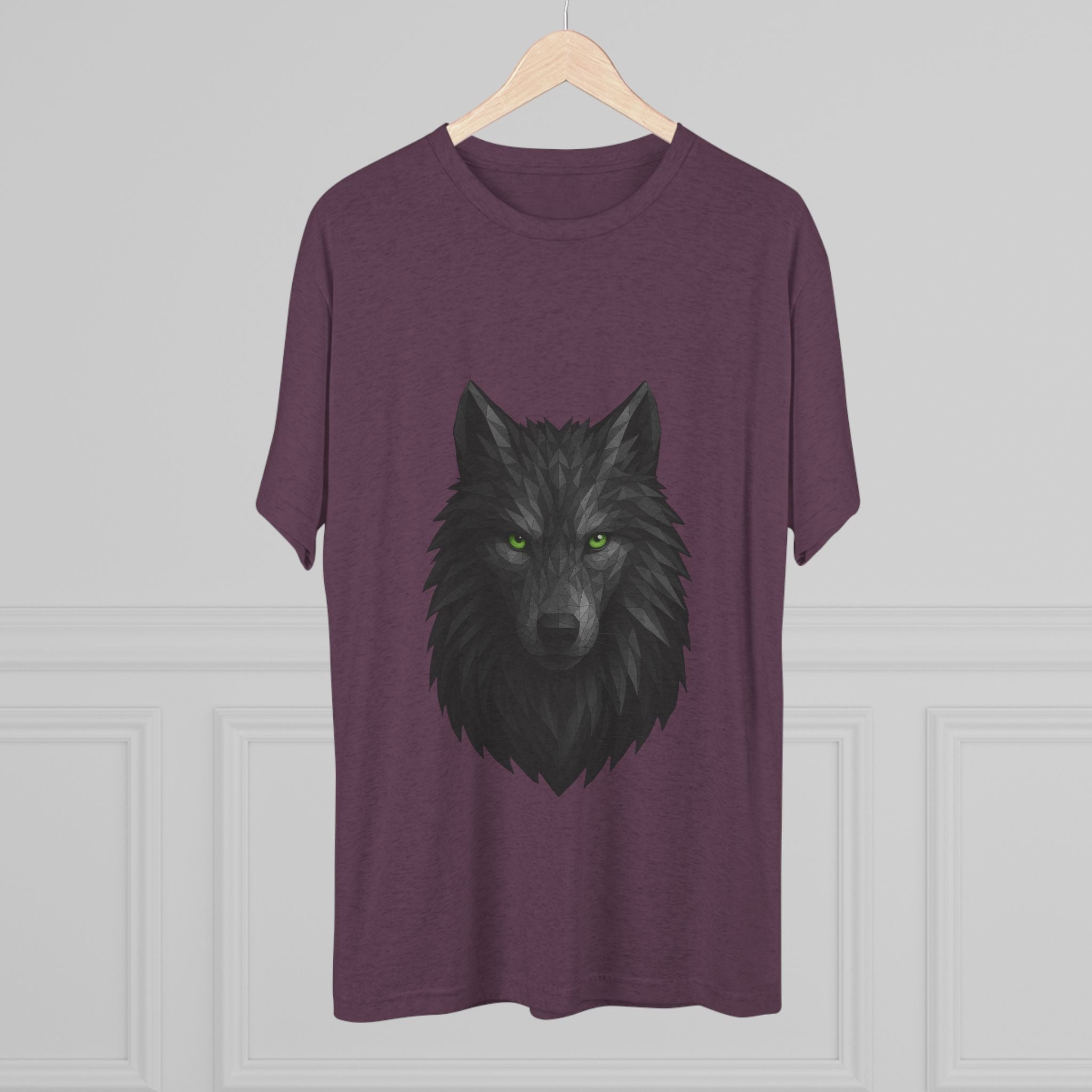 Black Wolf Head with Green Eyes T-Shirt | Wolf Portrait Tee
