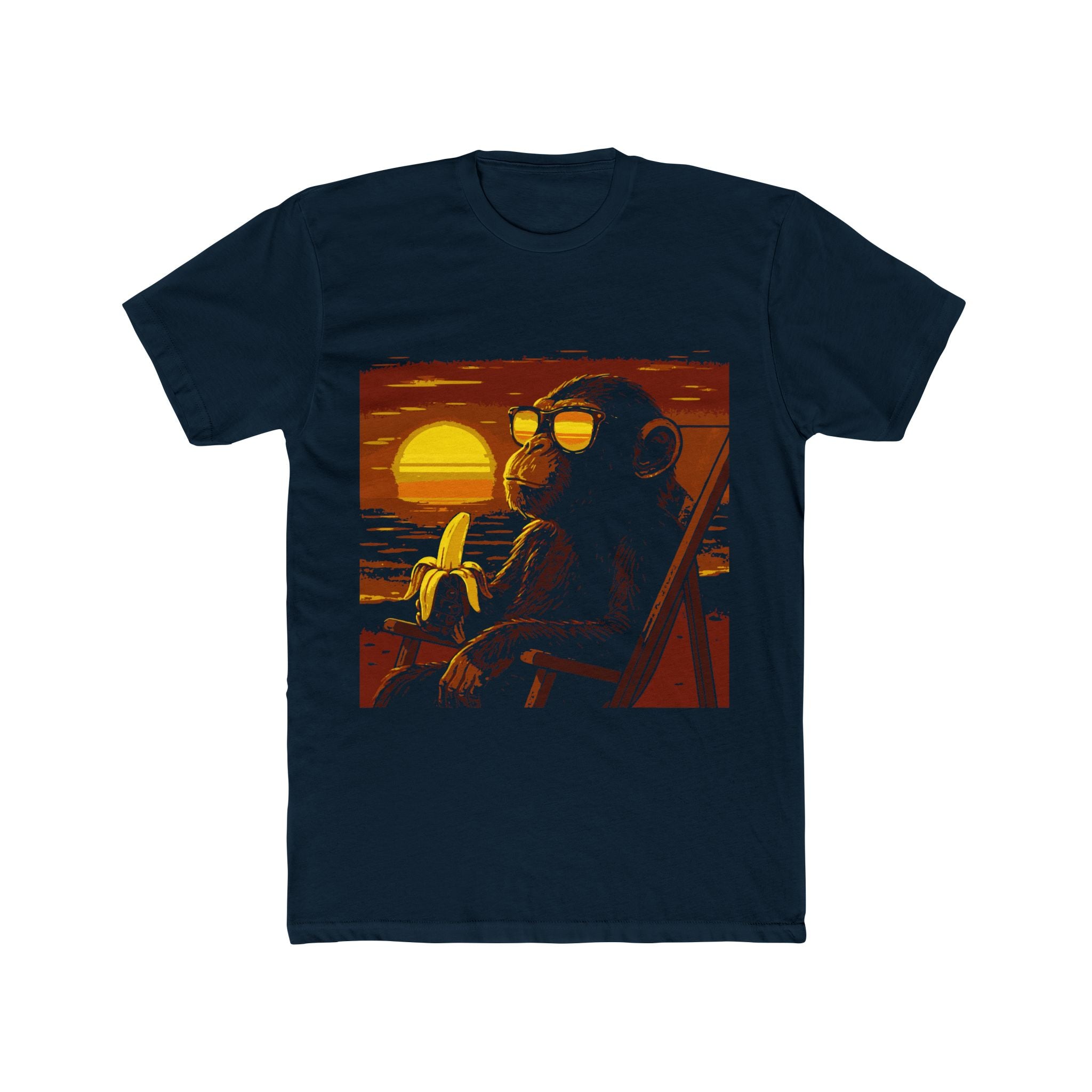 Sunset Chill Chimp T-Shirt — Retro Ape with Banana Beach Graphic