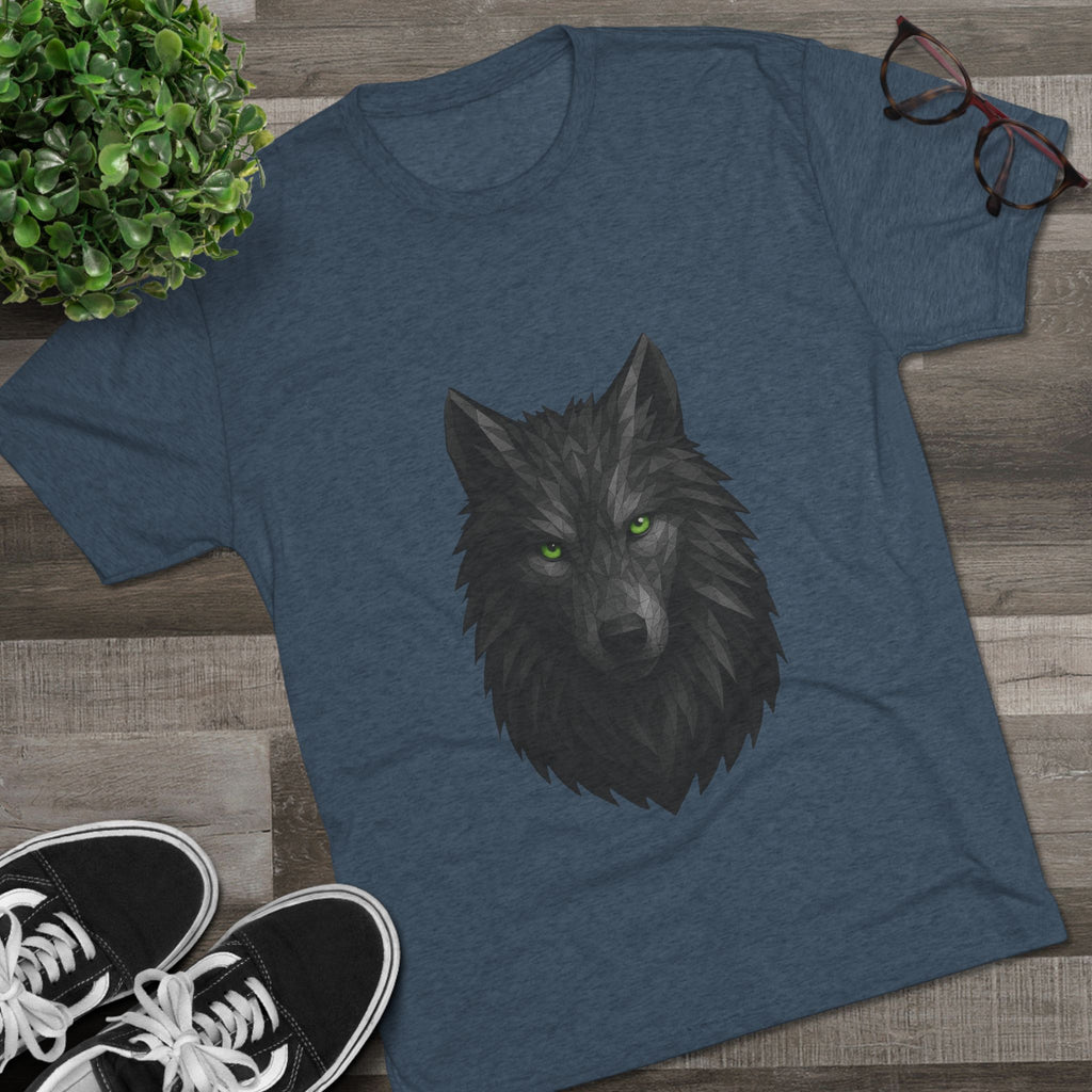 Black Wolf Head with Green Eyes T-Shirt | Wolf Portrait Tee