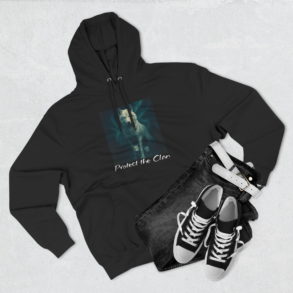 Protect the Clan Fleece hoodie, Nature Lover, Northern Lights, Wolves, family