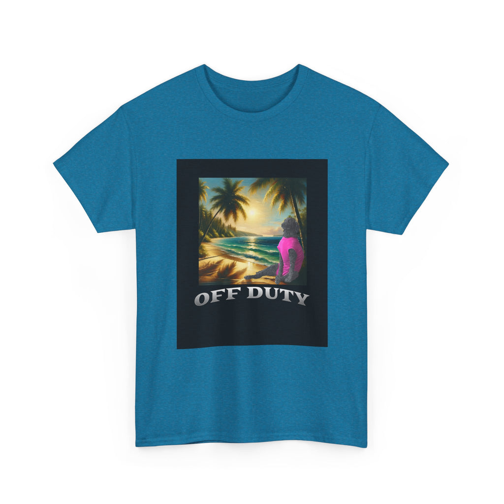 Dog off duty Sunset Tee, Dog Lover T-Shirt, Funny Beach Shirt, Unisex Cotton Top, Summer Swimsuit Tee, Dog Mom Gift, Dog Dad Gift
