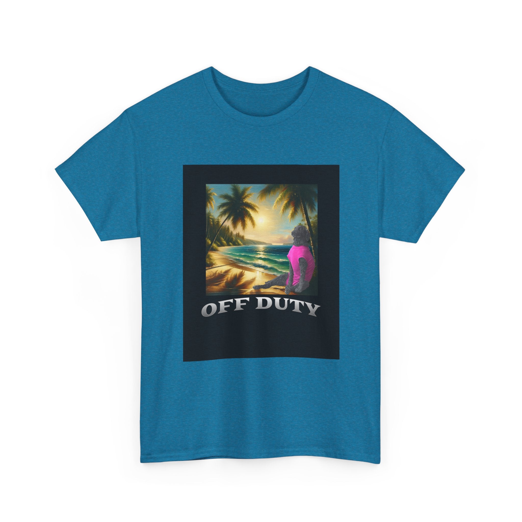 Dog off duty Sunset Tee, Dog Lover T-Shirt, Funny Beach Shirt, Unisex Cotton Top, Summer Swimsuit Tee, Dog Mom Gift, Dog Dad Gift