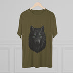 Black Wolf Head with Green Eyes T-Shirt | Wolf Portrait Tee