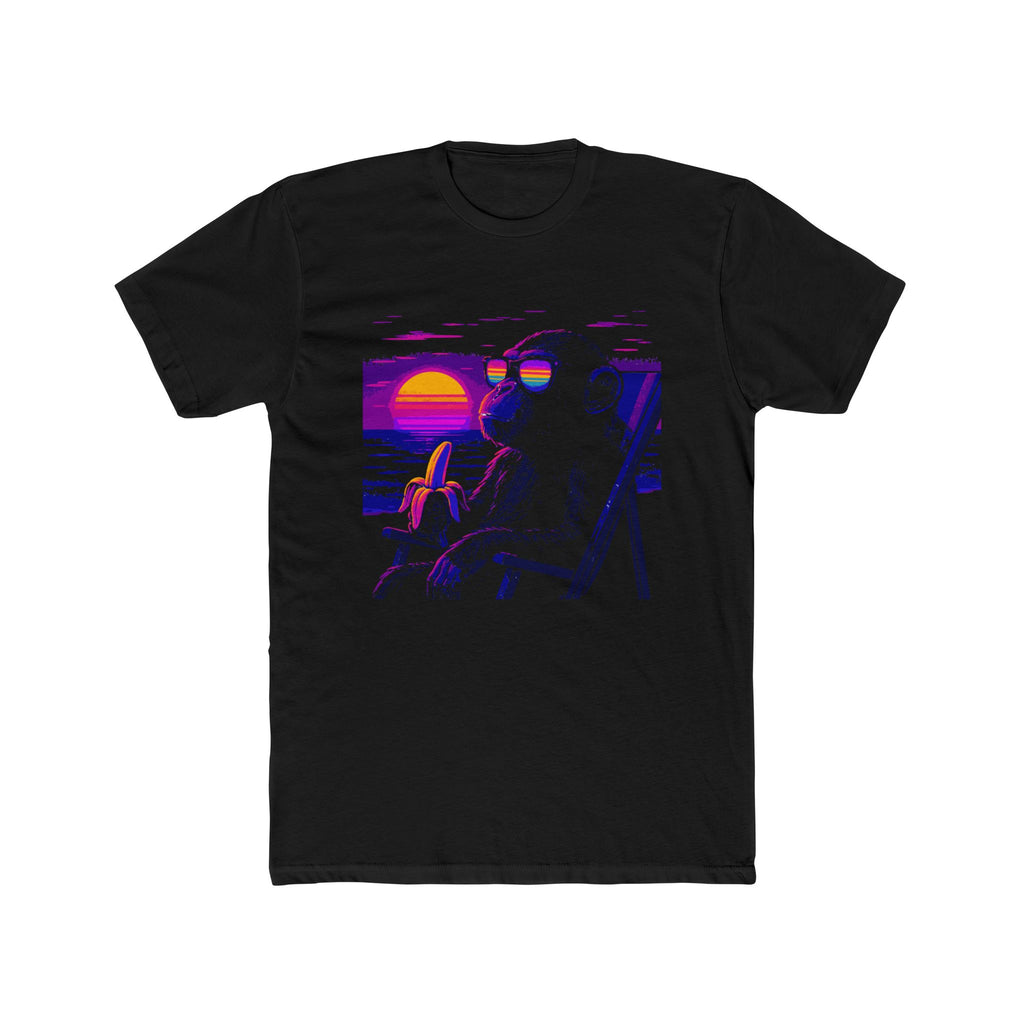 Retro Chimp Sunset T-Shirt — Neon Vaporwave Graphic Tee