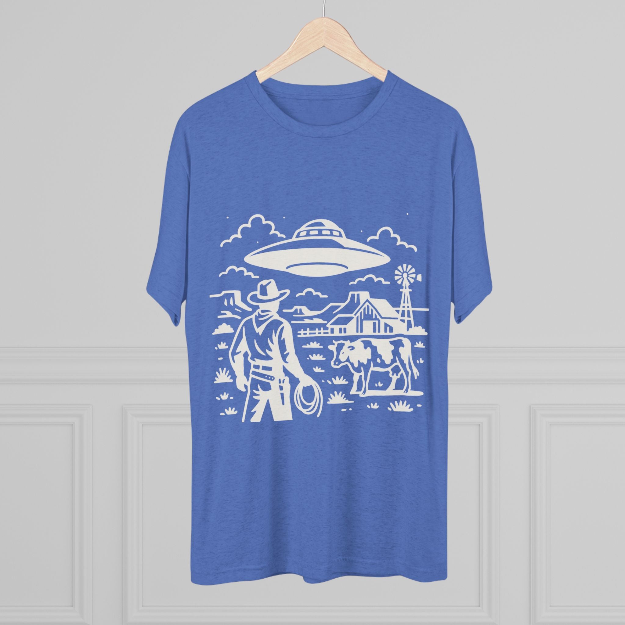 Cowboy Standoff with UFO Tee | Alien Abduction Farm T-Shirt