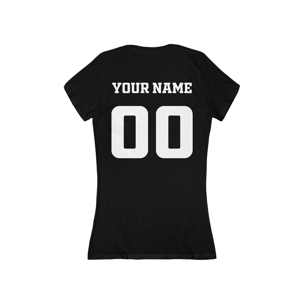 Custom Team Name Jersey Number Tee | Women's V-Neck Sports Shirt Customize Your Name, Team Name, Number and Character Color