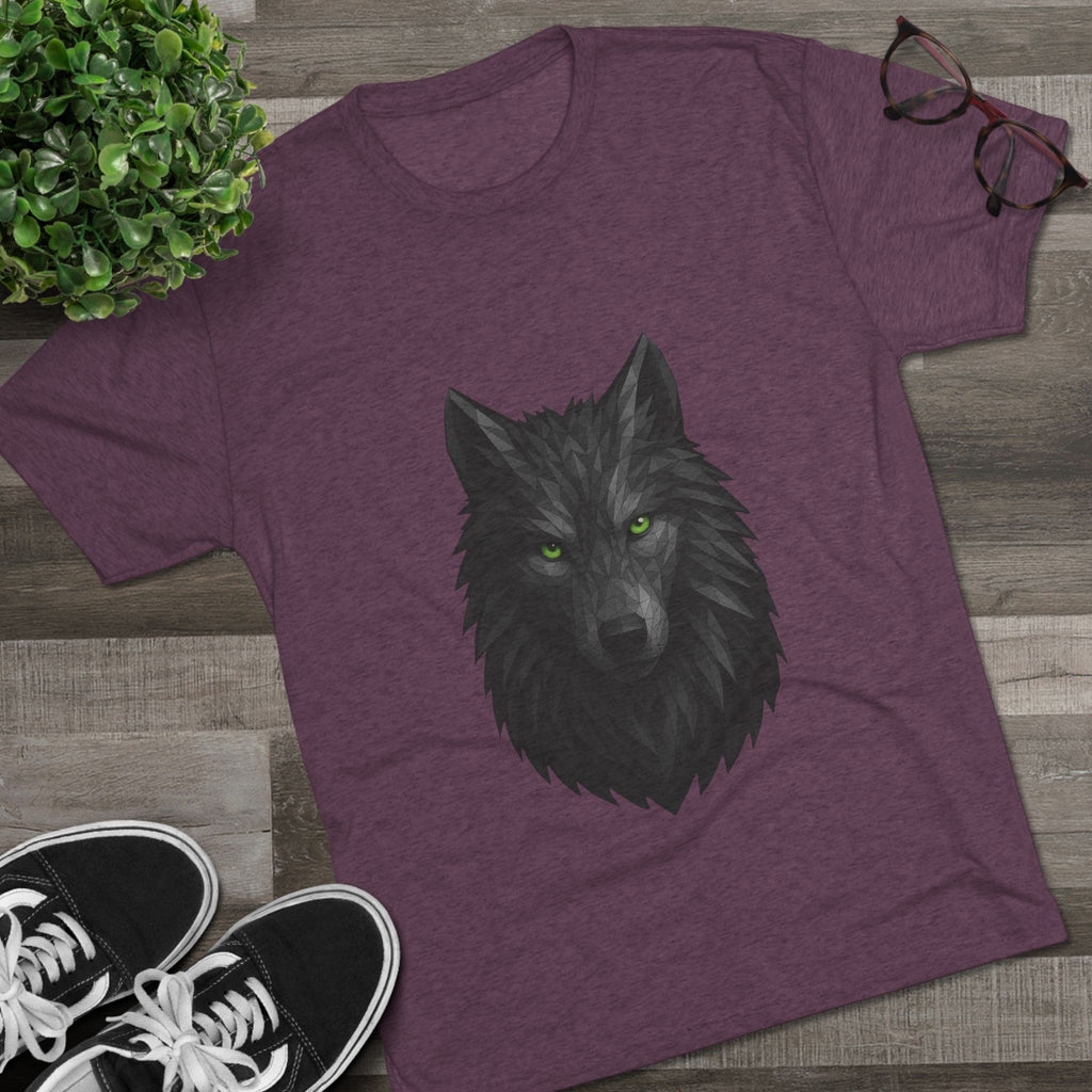 Black Wolf Head with Green Eyes T-Shirt | Wolf Portrait Tee