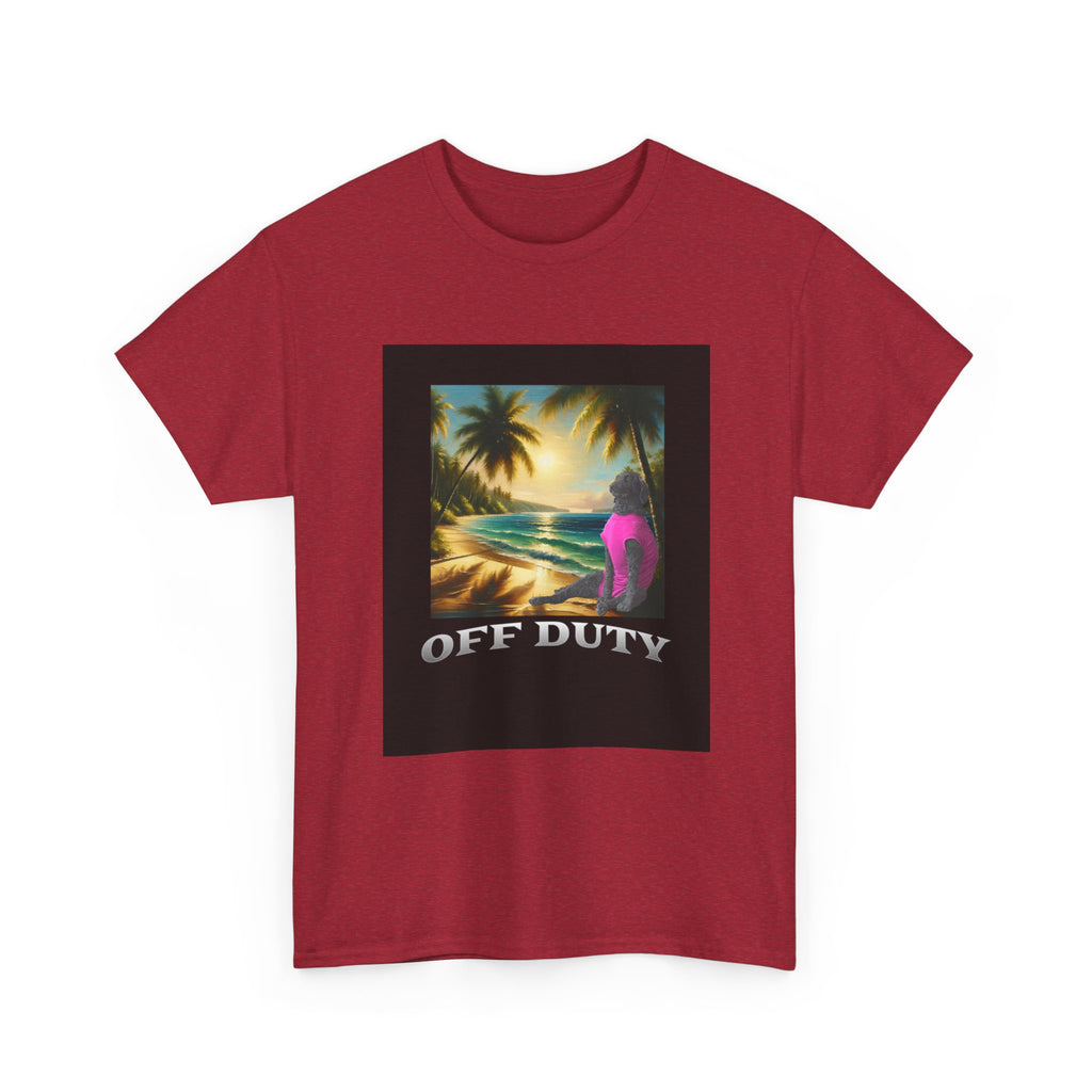 Dog off duty Sunset Tee, Dog Lover T-Shirt, Funny Beach Shirt, Unisex Cotton Top, Summer Swimsuit Tee, Dog Mom Gift, Dog Dad Gift