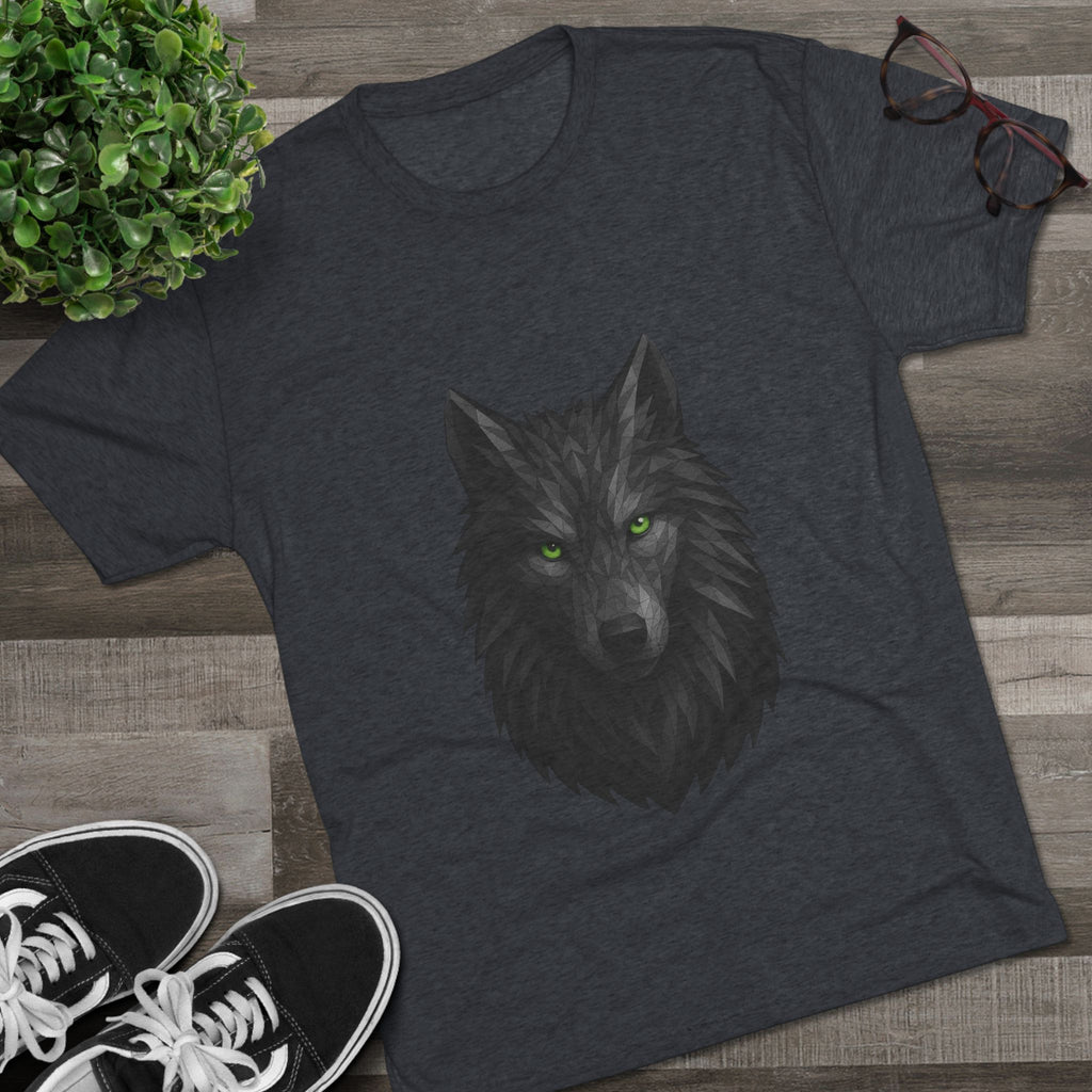 Black Wolf Head with Green Eyes T-Shirt | Wolf Portrait Tee