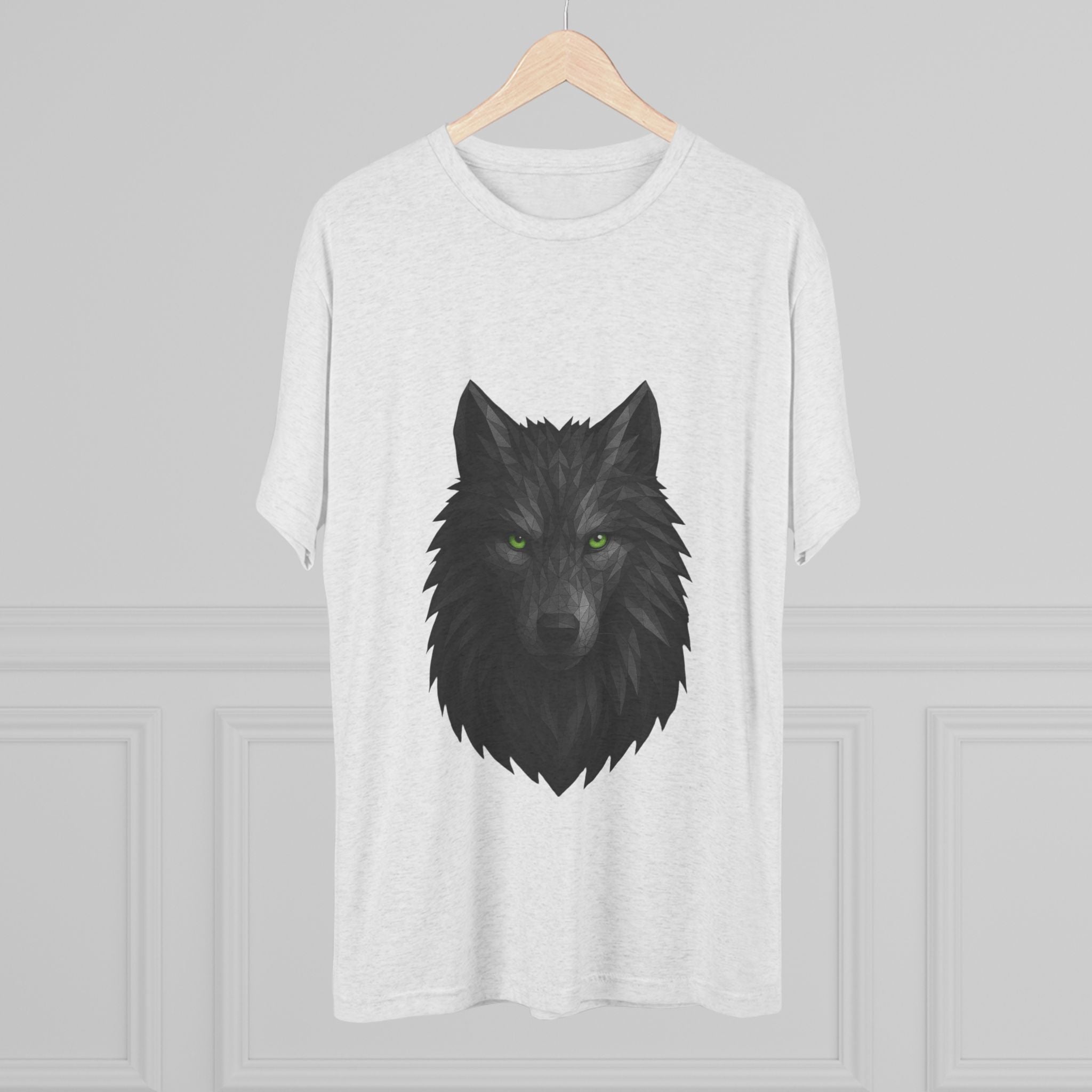 Black Wolf Head with Green Eyes T-Shirt | Wolf Portrait Tee