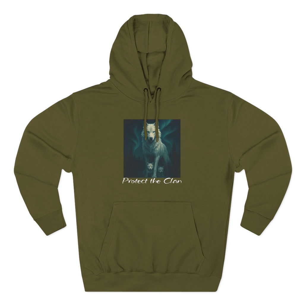 Protect the Clan Fleece hoodie, Nature Lover, Northern Lights, Wolves, family