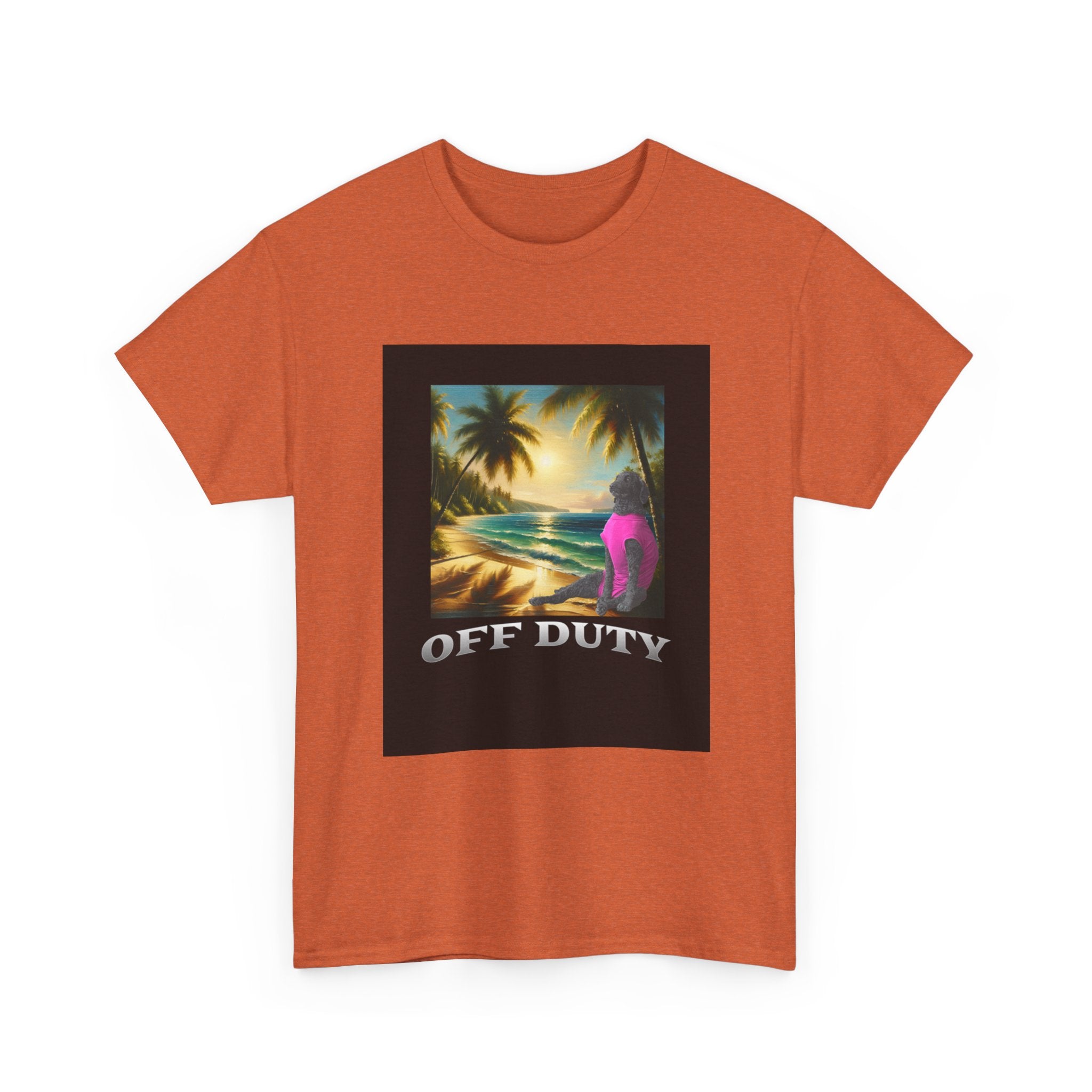 Dog off duty Sunset Tee, Dog Lover T-Shirt, Funny Beach Shirt, Unisex Cotton Top, Summer Swimsuit Tee, Dog Mom Gift, Dog Dad Gift