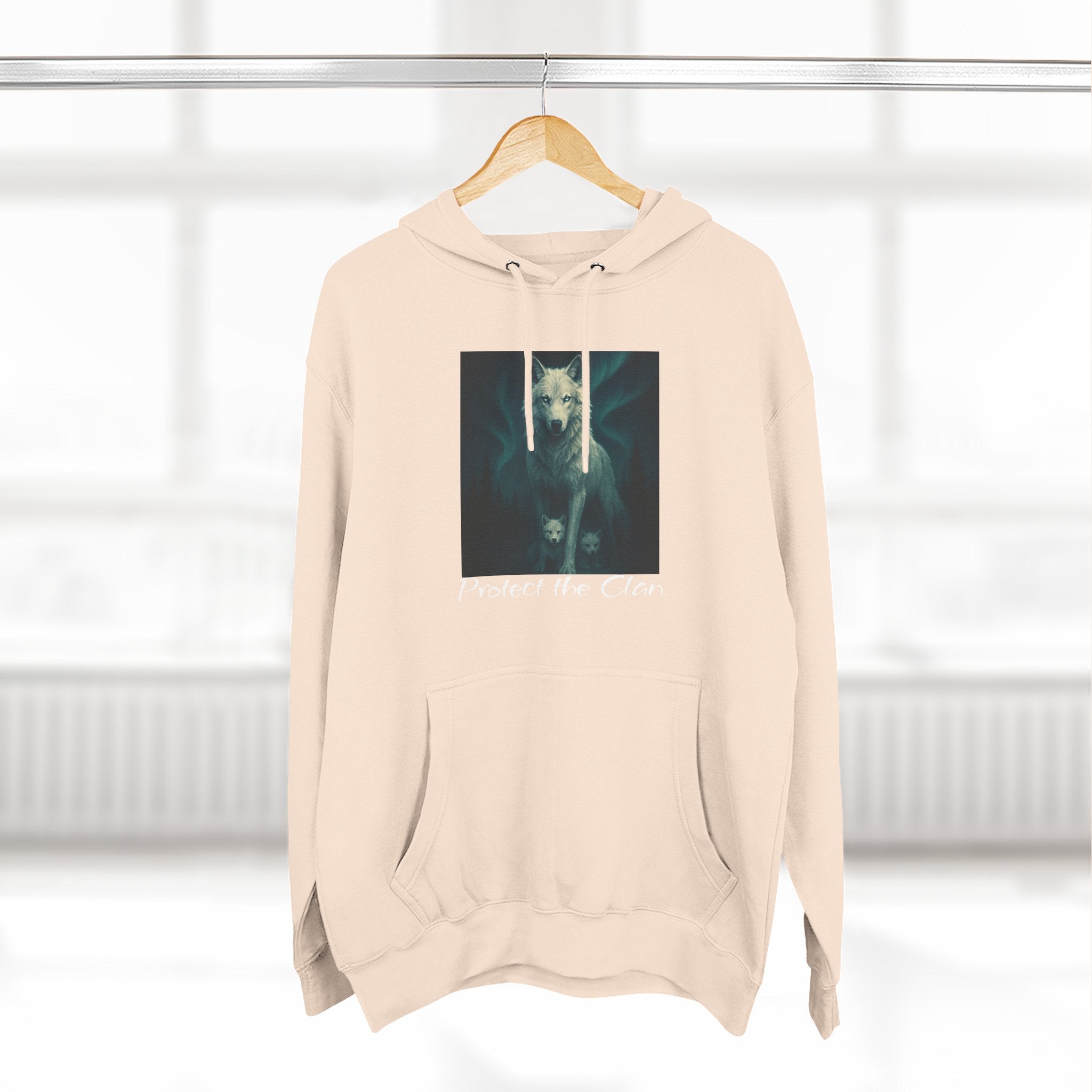 Protect the Clan Fleece hoodie, Nature Lover, Northern Lights, Wolves, family