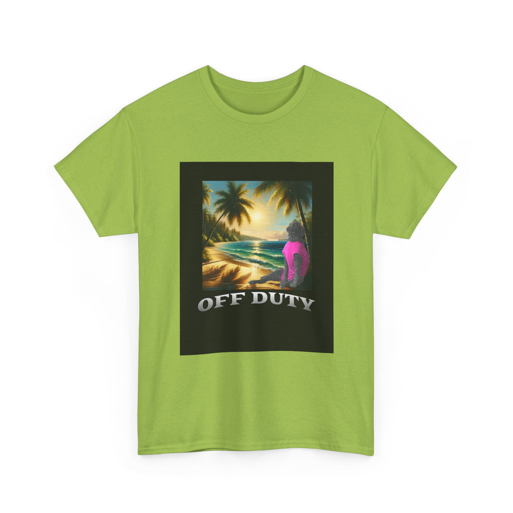 Dog off duty Sunset Tee, Dog Lover T-Shirt, Funny Beach Shirt, Unisex Cotton Top, Summer Swimsuit Tee, Dog Mom Gift, Dog Dad Gift