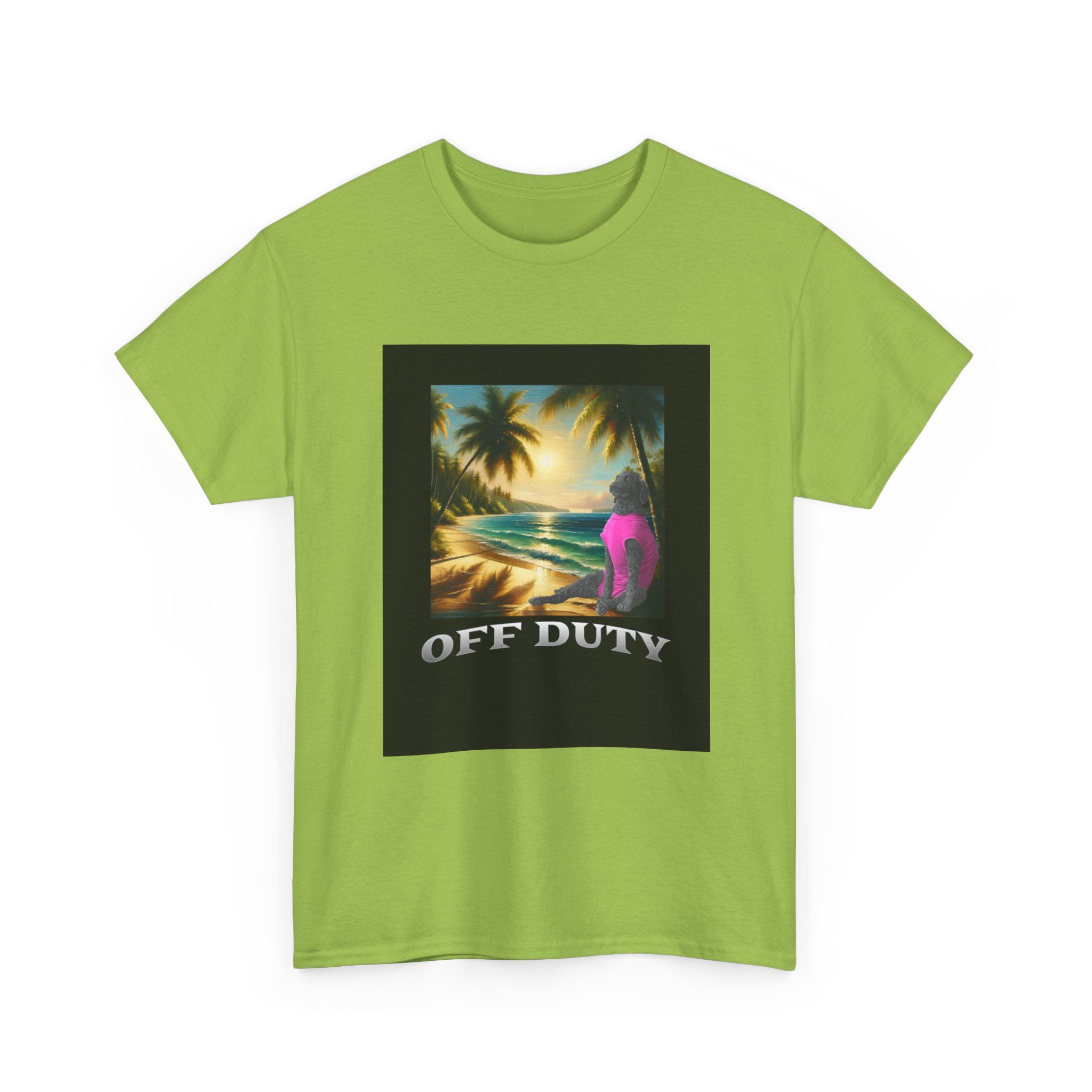 Dog off duty Sunset Tee, Dog Lover T-Shirt, Funny Beach Shirt, Unisex Cotton Top, Summer Swimsuit Tee, Dog Mom Gift, Dog Dad Gift