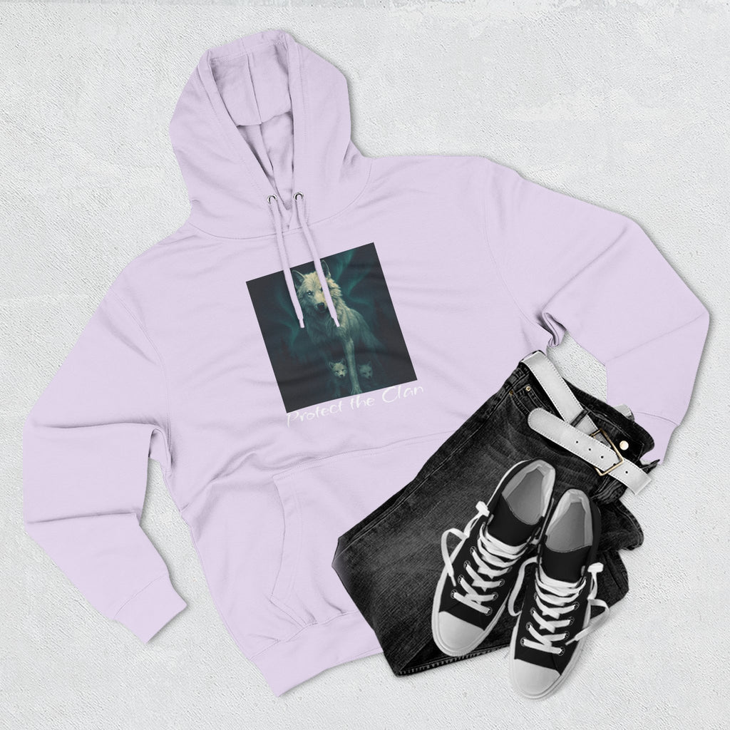 Protect the Clan Fleece hoodie, Nature Lover, Northern Lights, Wolves, family