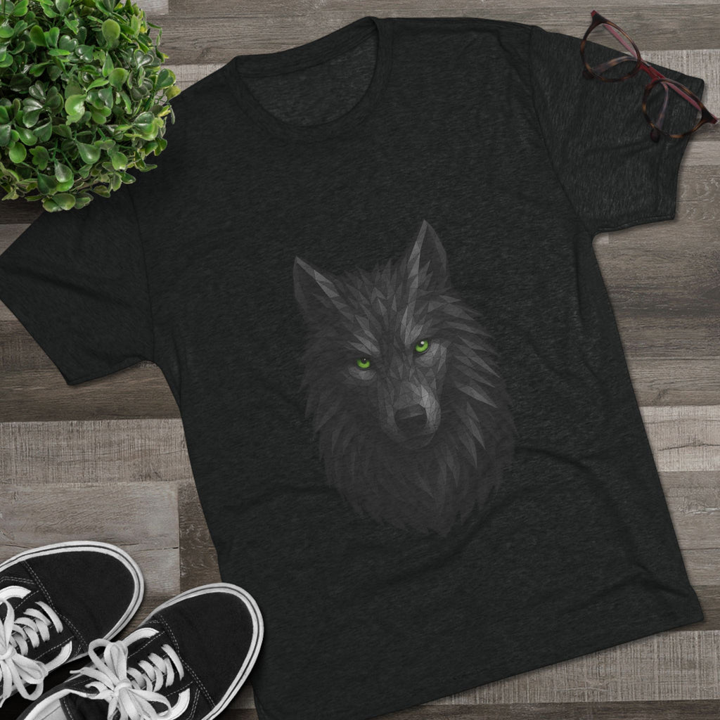 Black Wolf Head with Green Eyes T-Shirt | Wolf Portrait Tee