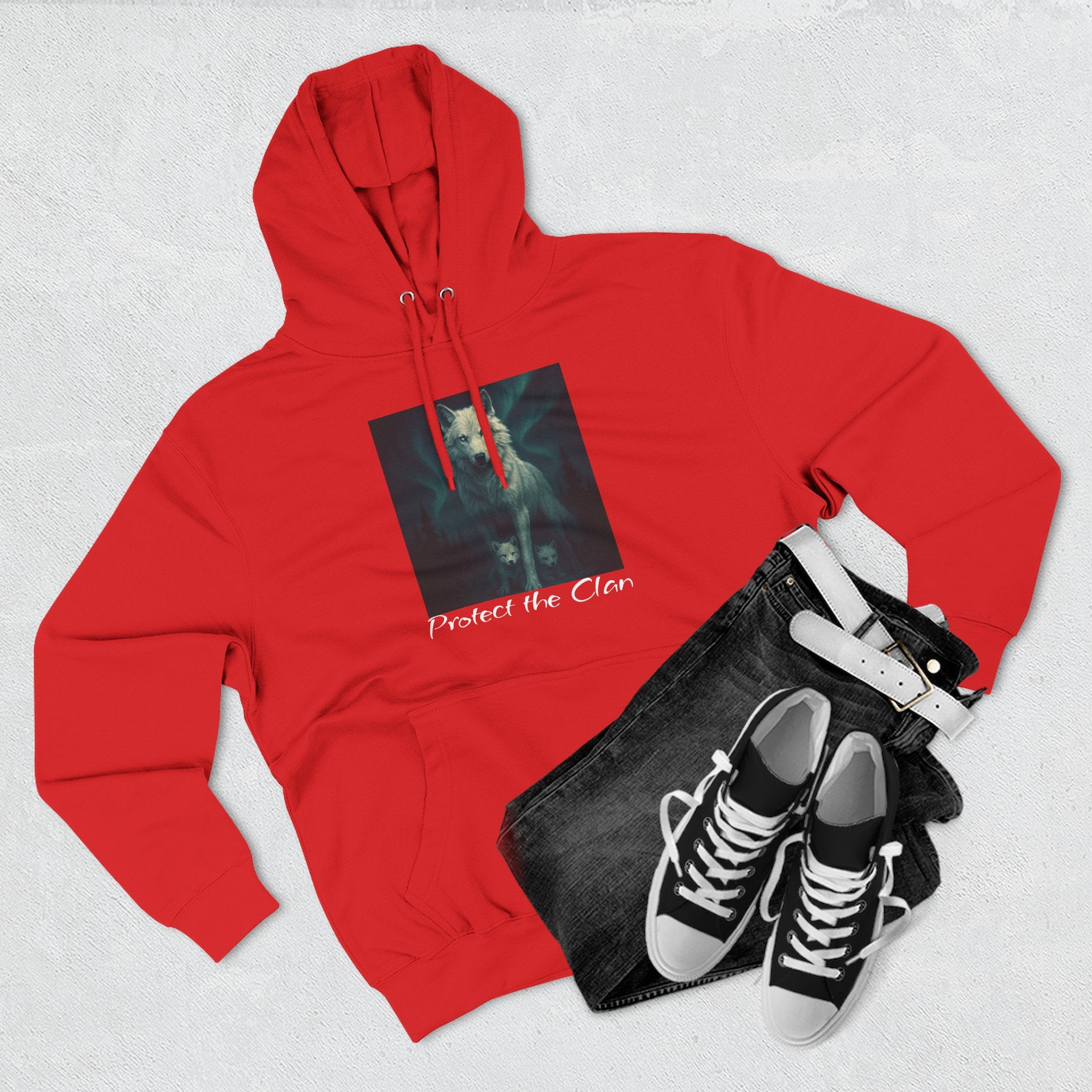 Protect the Clan Fleece hoodie, Nature Lover, Northern Lights, Wolves, family