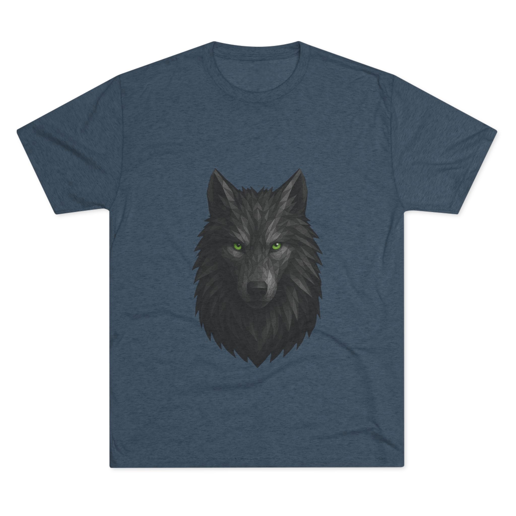 Black Wolf Head with Green Eyes T-Shirt | Wolf Portrait Tee