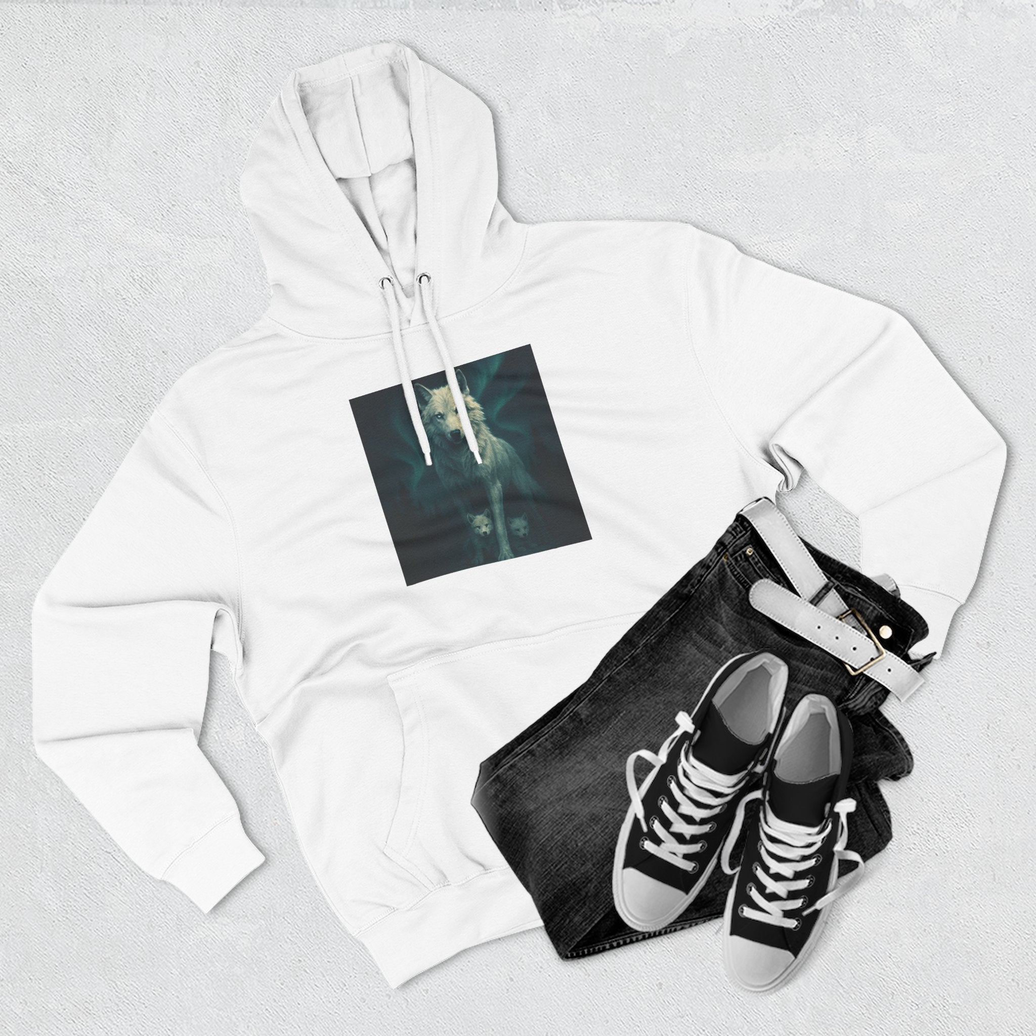Protect the Clan Fleece hoodie, Nature Lover, Northern Lights, Wolves, family
