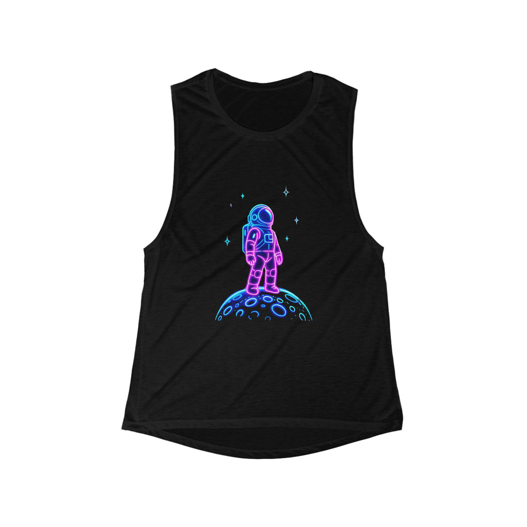 Neon Astronaut Muscle Tank — Women's Space Graphic Tank Top
