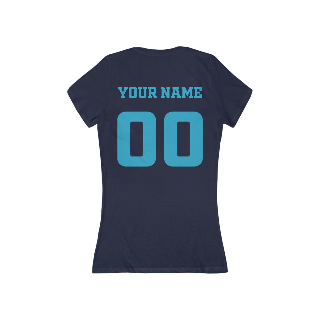 Custom Team Name Jersey Number Tee | Women's V-Neck Sports Shirt Customize Your Name, Team Name, Number and Character Color