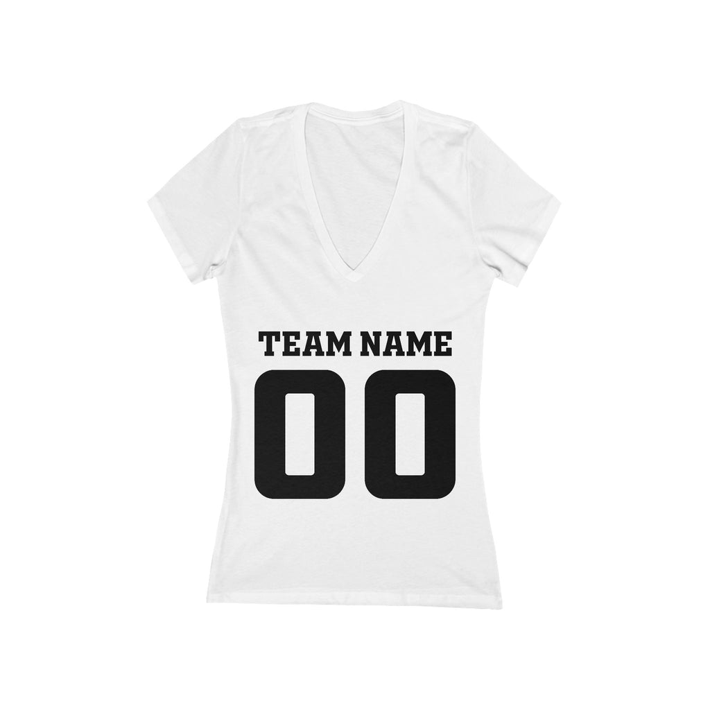 Custom Team Name Jersey Number Tee | Women's V-Neck Sports Shirt Customize Your Name, Team Name, Number and Character Color