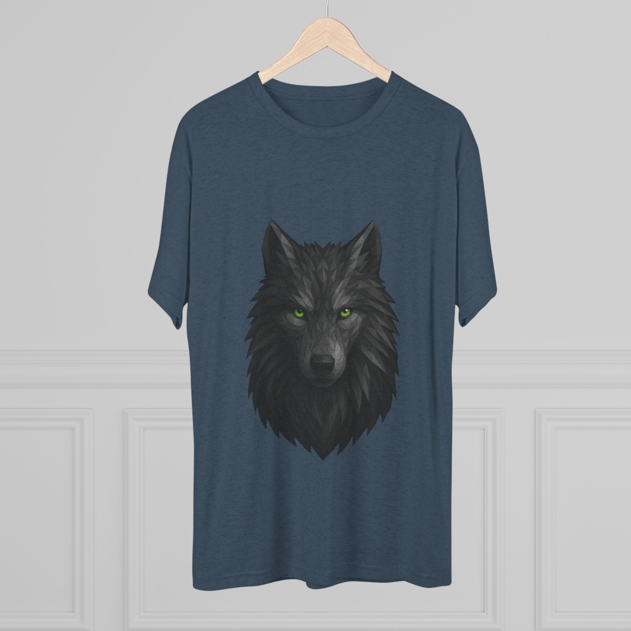 Black Wolf Head with Green Eyes T-Shirt | Wolf Portrait Tee