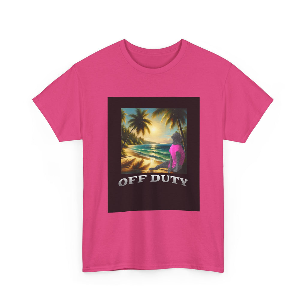 Dog off duty Sunset Tee, Dog Lover T-Shirt, Funny Beach Shirt, Unisex Cotton Top, Summer Swimsuit Tee, Dog Mom Gift, Dog Dad Gift