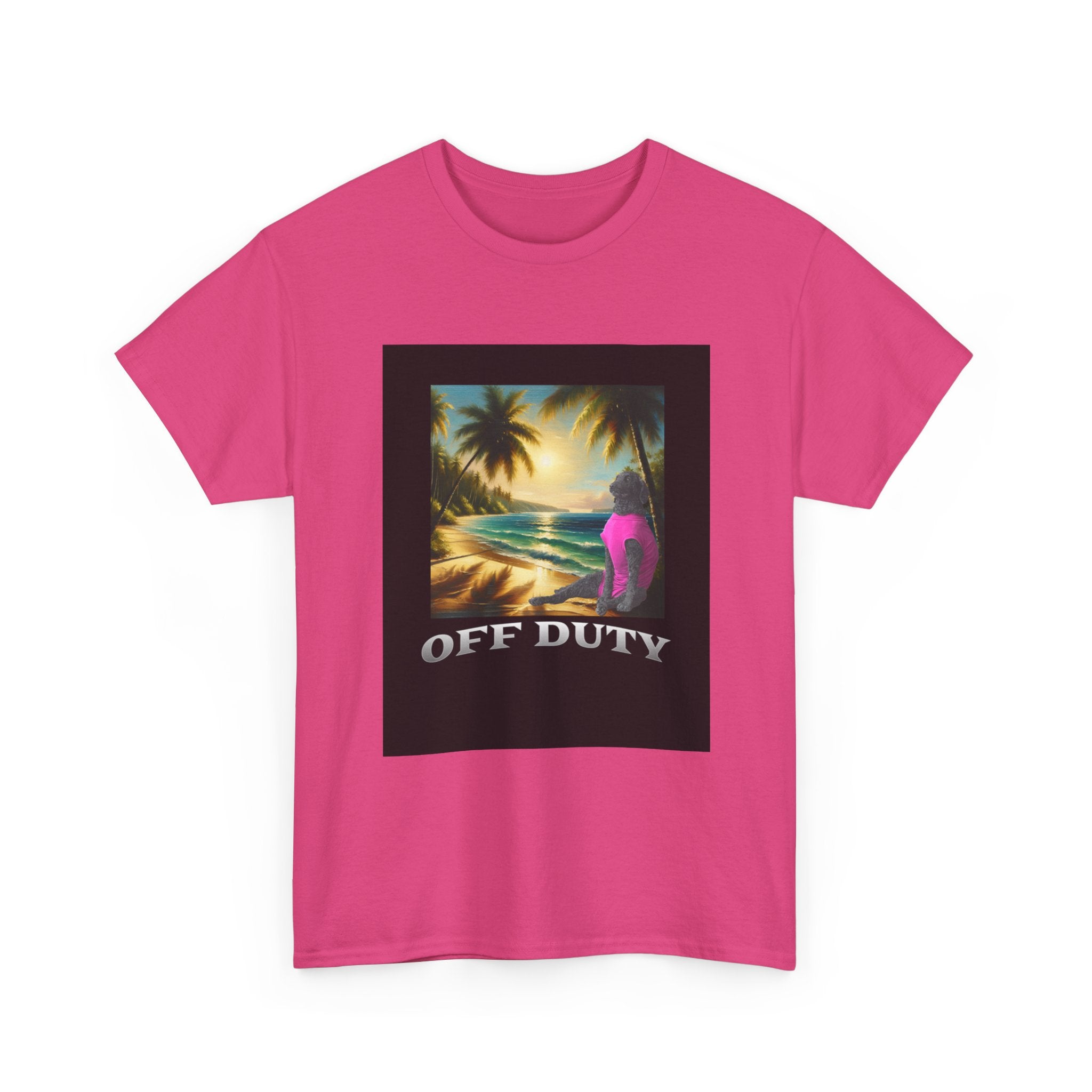 Dog off duty Sunset Tee, Dog Lover T-Shirt, Funny Beach Shirt, Unisex Cotton Top, Summer Swimsuit Tee, Dog Mom Gift, Dog Dad Gift