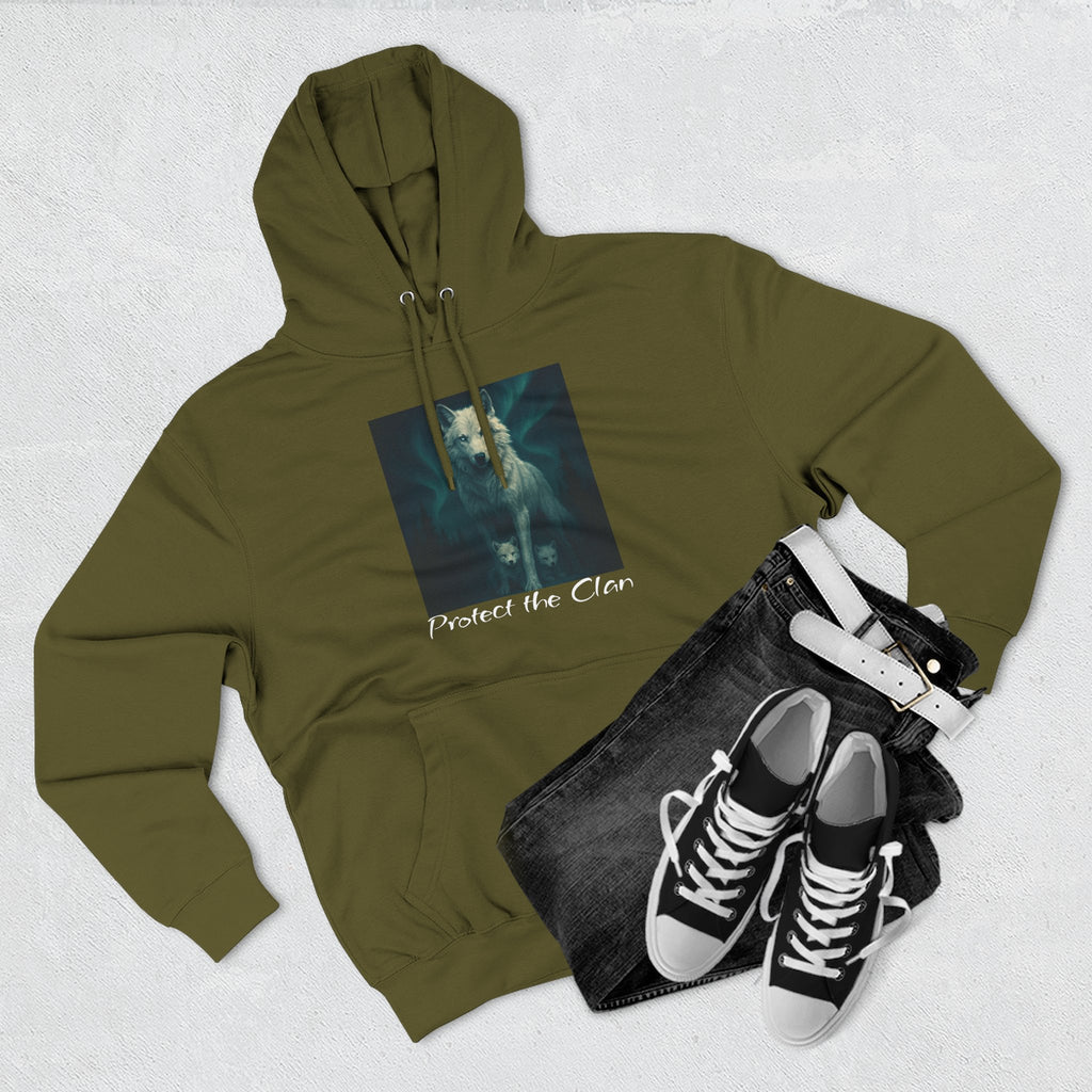Protect the Clan Fleece hoodie, Nature Lover, Northern Lights, Wolves, family
