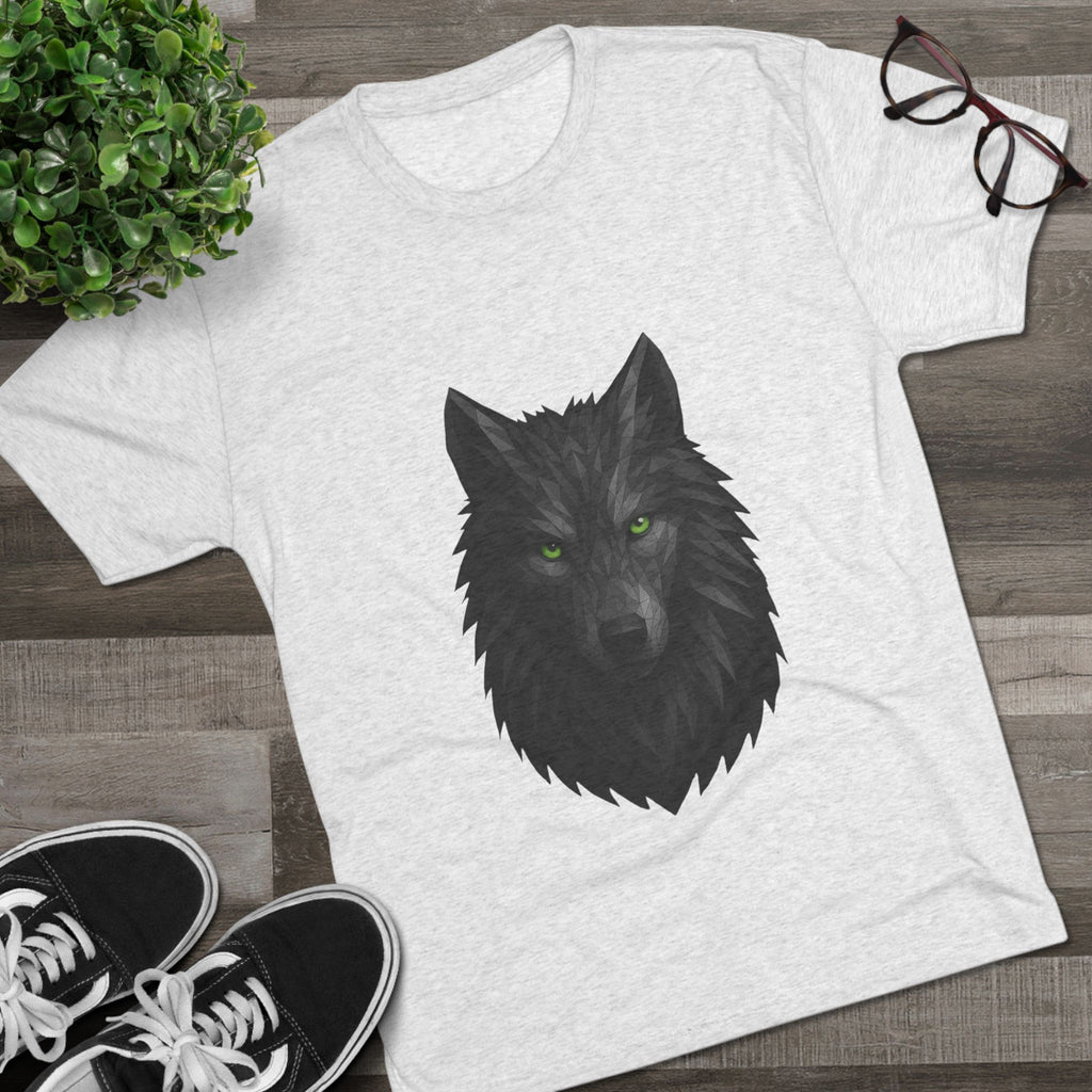 Black Wolf Head with Green Eyes T-Shirt | Wolf Portrait Tee