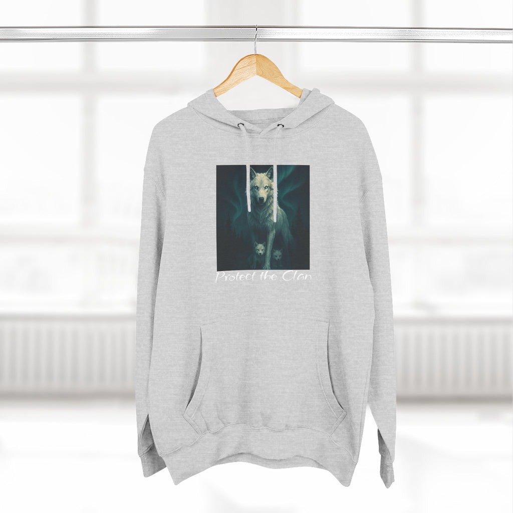 Protect the Clan Fleece hoodie, Nature Lover, Northern Lights, Wolves, family