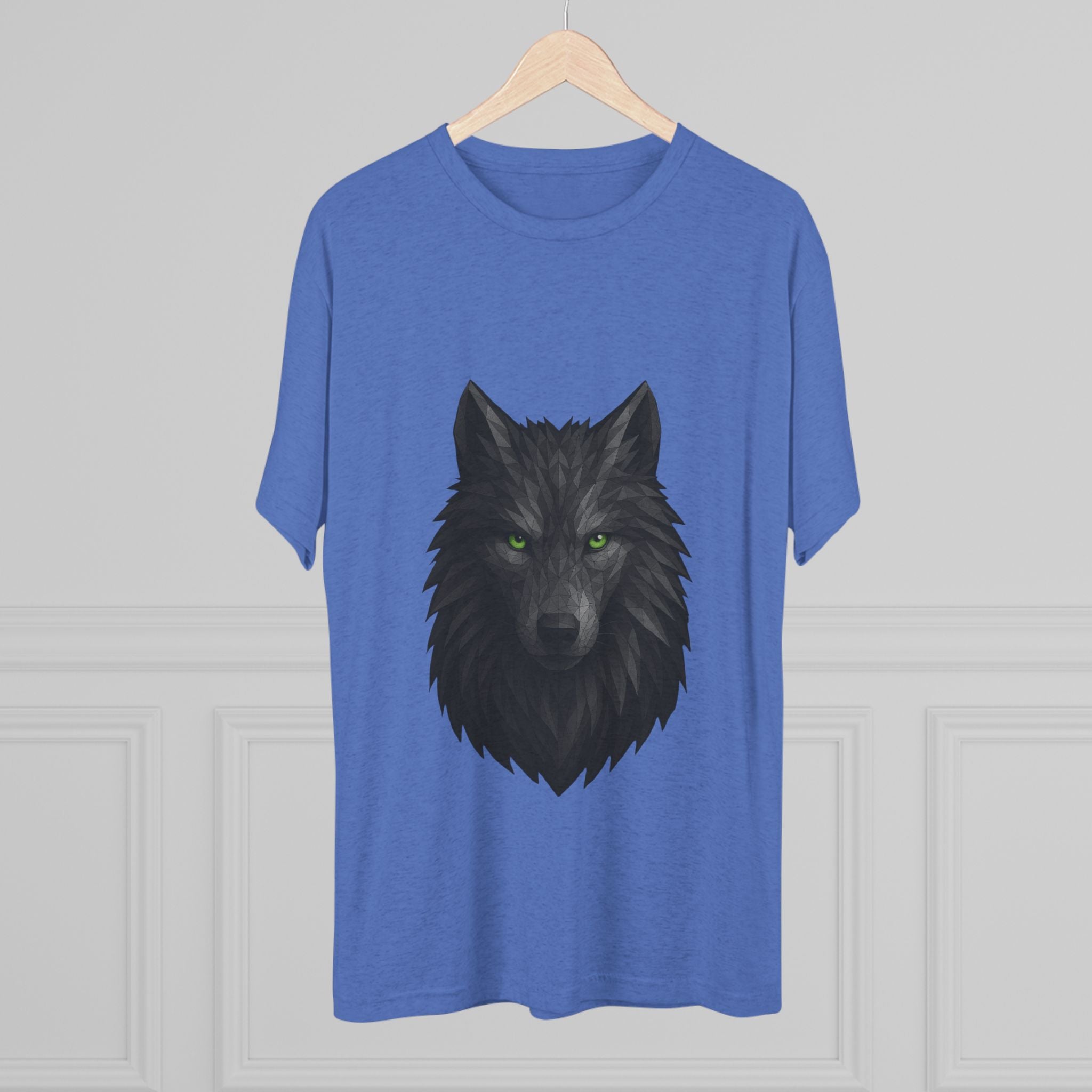 Black Wolf Head with Green Eyes T-Shirt | Wolf Portrait Tee