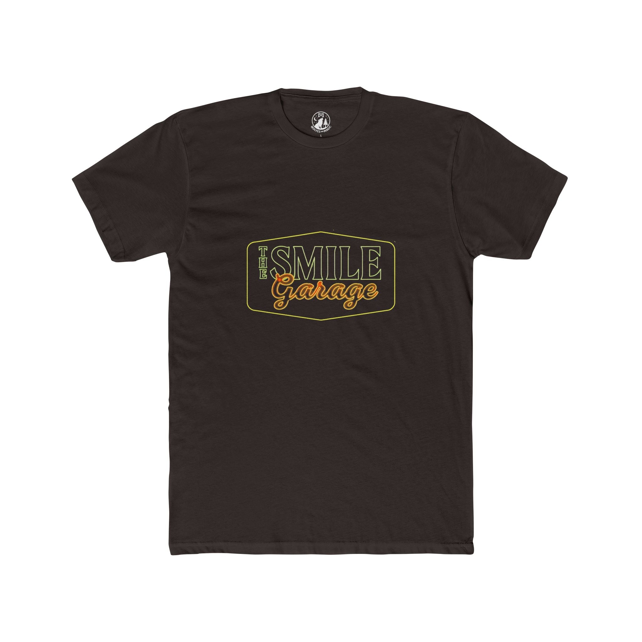 Crew Tee — smile garage green and orange neon