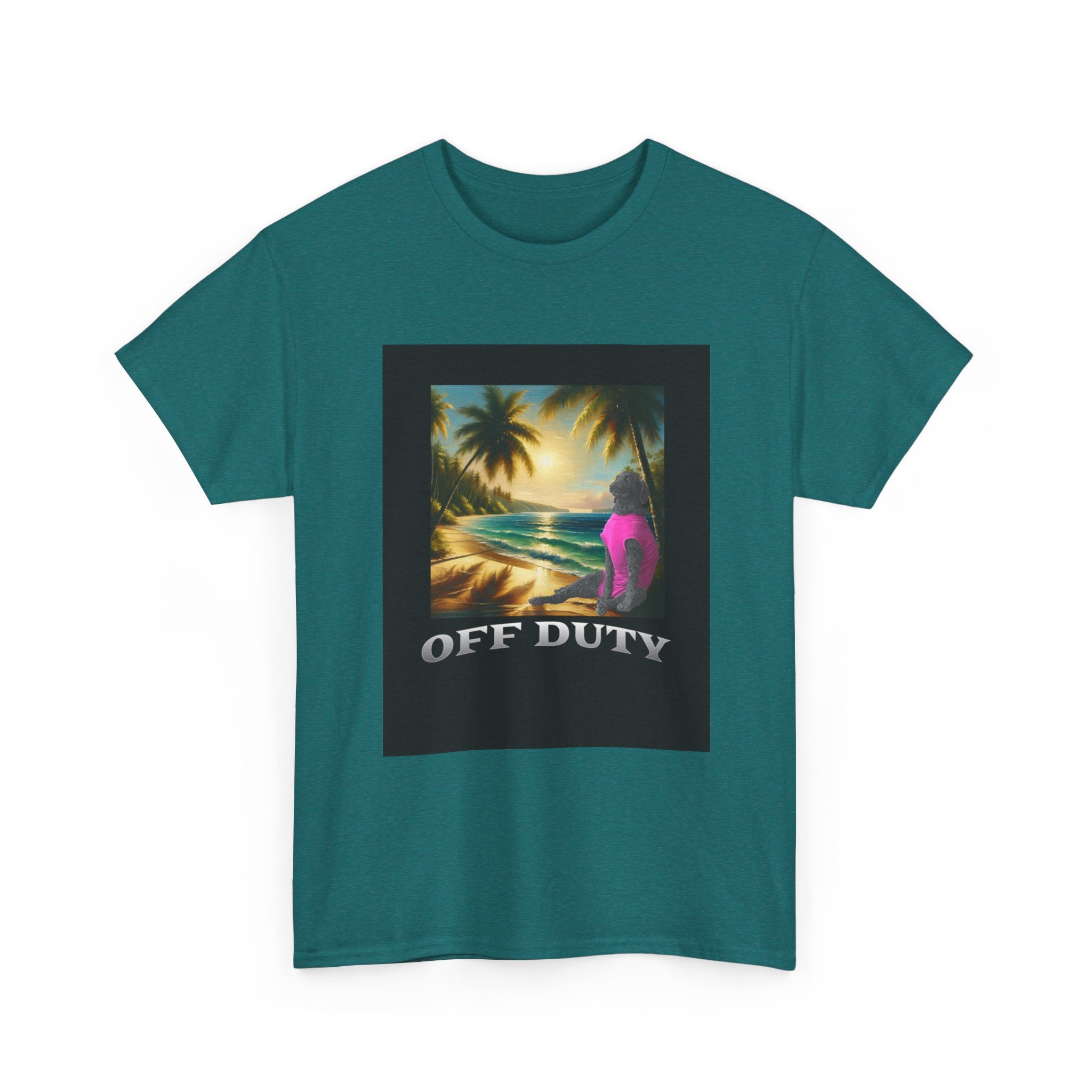 Dog off duty Sunset Tee, Dog Lover T-Shirt, Funny Beach Shirt, Unisex Cotton Top, Summer Swimsuit Tee, Dog Mom Gift, Dog Dad Gift