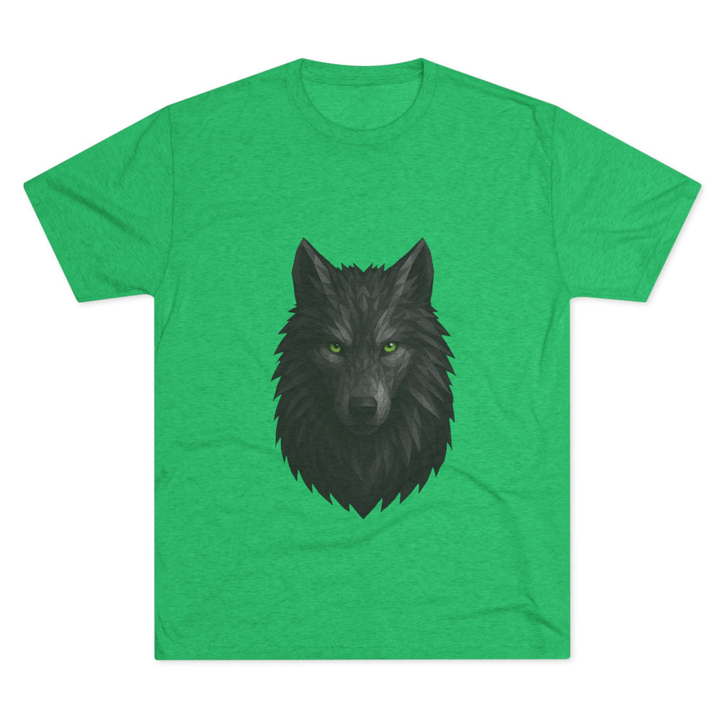 Black Wolf Head with Green Eyes T-Shirt | Wolf Portrait Tee