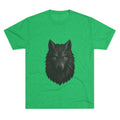 Black Wolf Head with Green Eyes T-Shirt | Wolf Portrait Tee