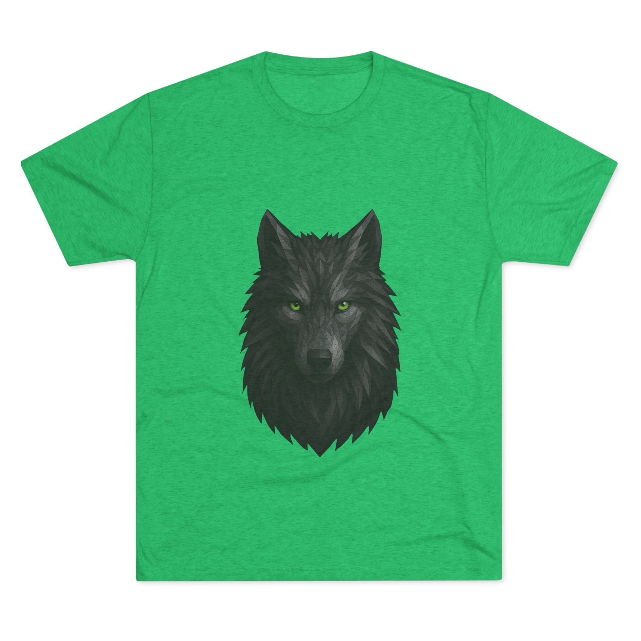 Black Wolf Head with Green Eyes T-Shirt | Wolf Portrait Tee