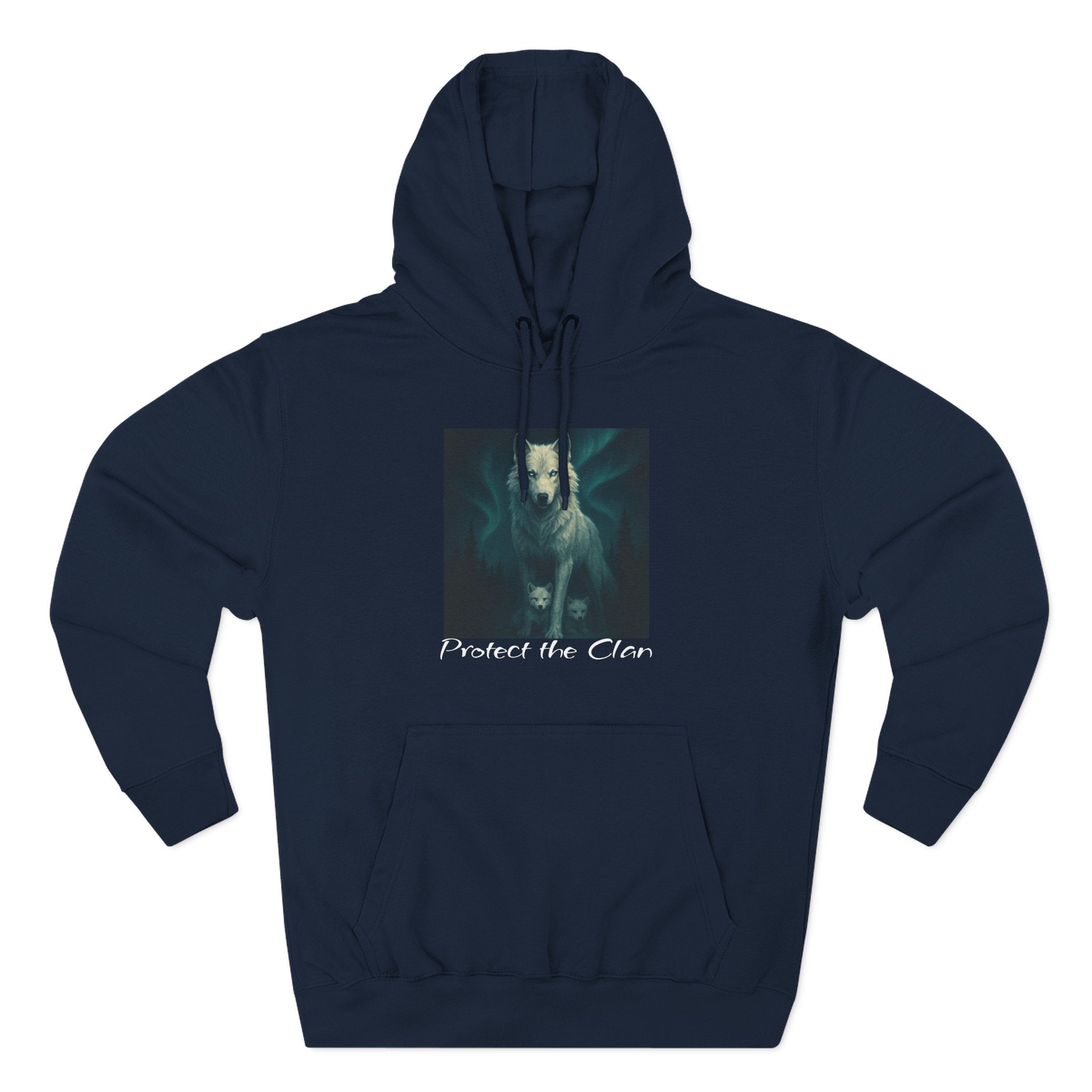Protect the Clan Fleece hoodie, Nature Lover, Northern Lights, Wolves, family