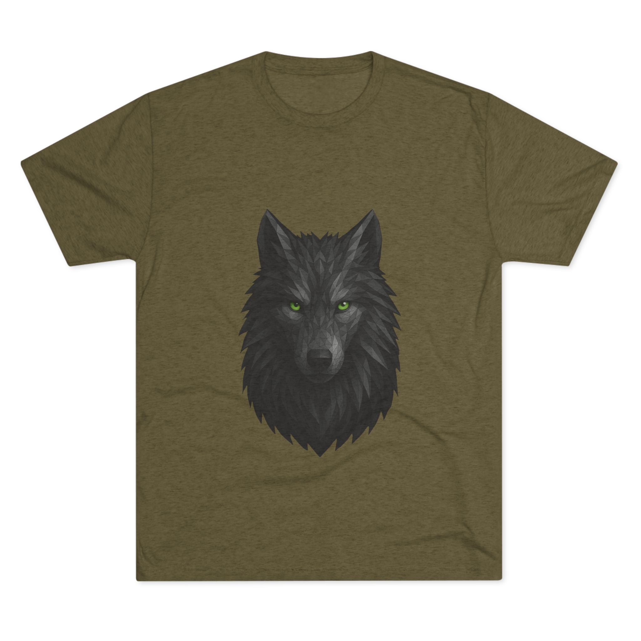 Black Wolf Head with Green Eyes T-Shirt | Wolf Portrait Tee